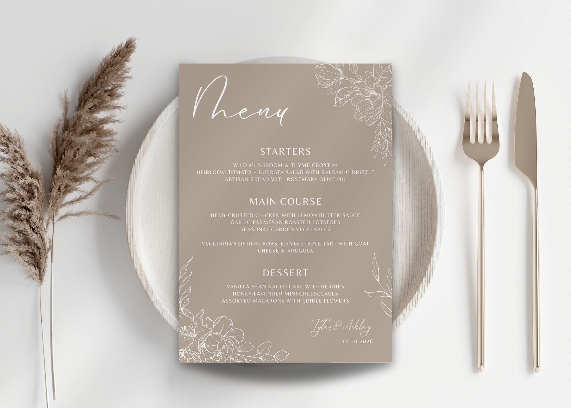 Neutral Wedding Mega Bundle Editable Canva Templates | Minimalist Taupe Wedding Suite | Printable Wedding Signs Invitations Menu Bundle