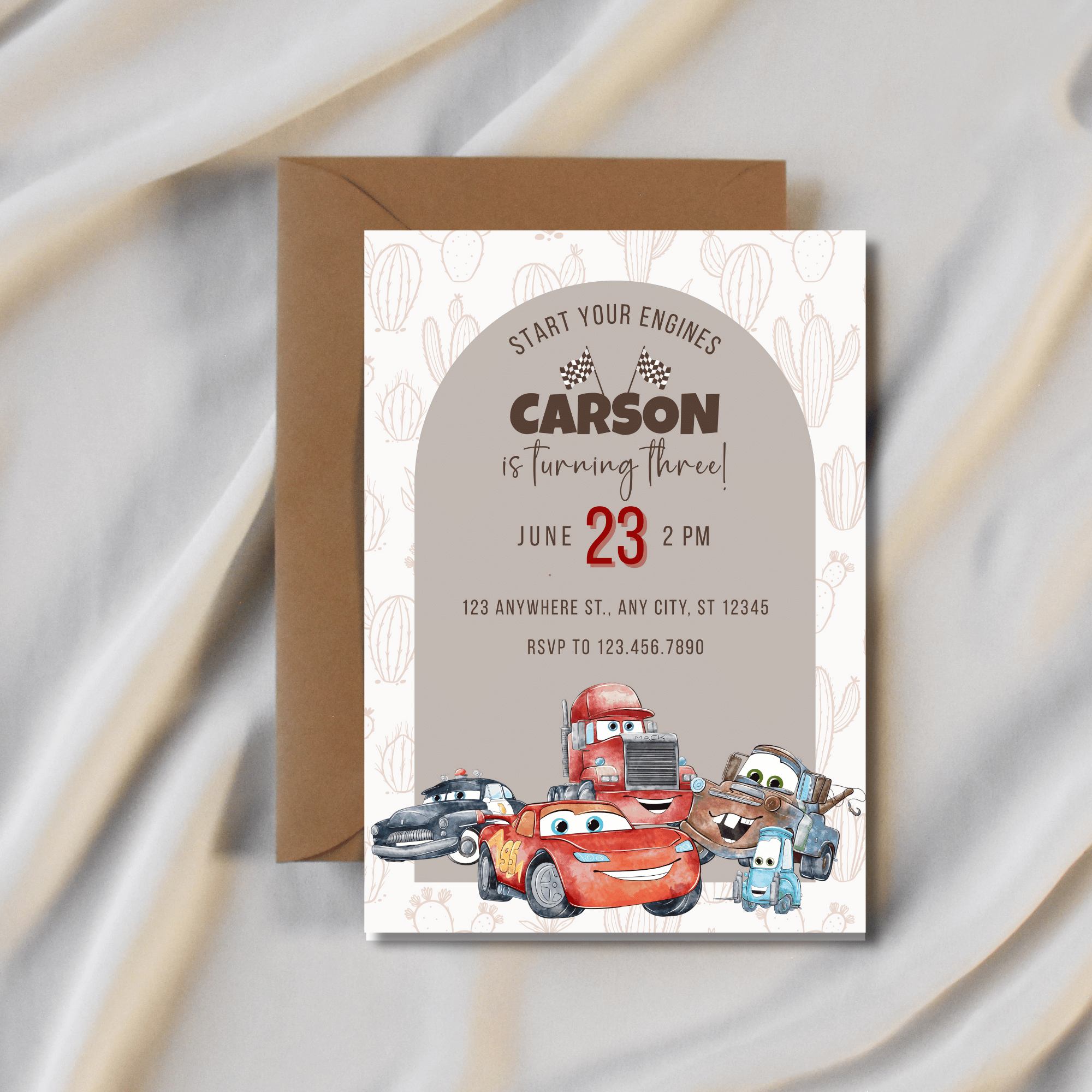 Race Car Birthday Bundle Template | Editable Canva Racing Party Decorations | Neutral Racing Theme Birthday Party Printable Set