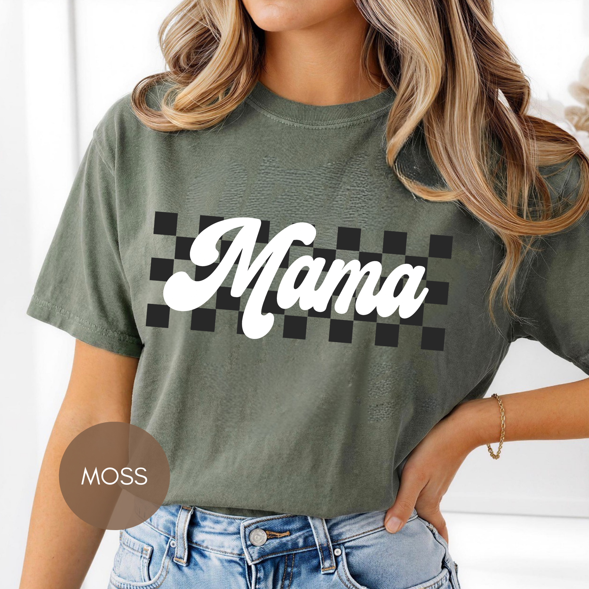 Mama Checkered Shirt | Comfort Colors Mama Tee | Retro Mama Graphic Shirt | Garment Dyed Mom Shirt | Trendy Motherhood Tee | Gift for Mom