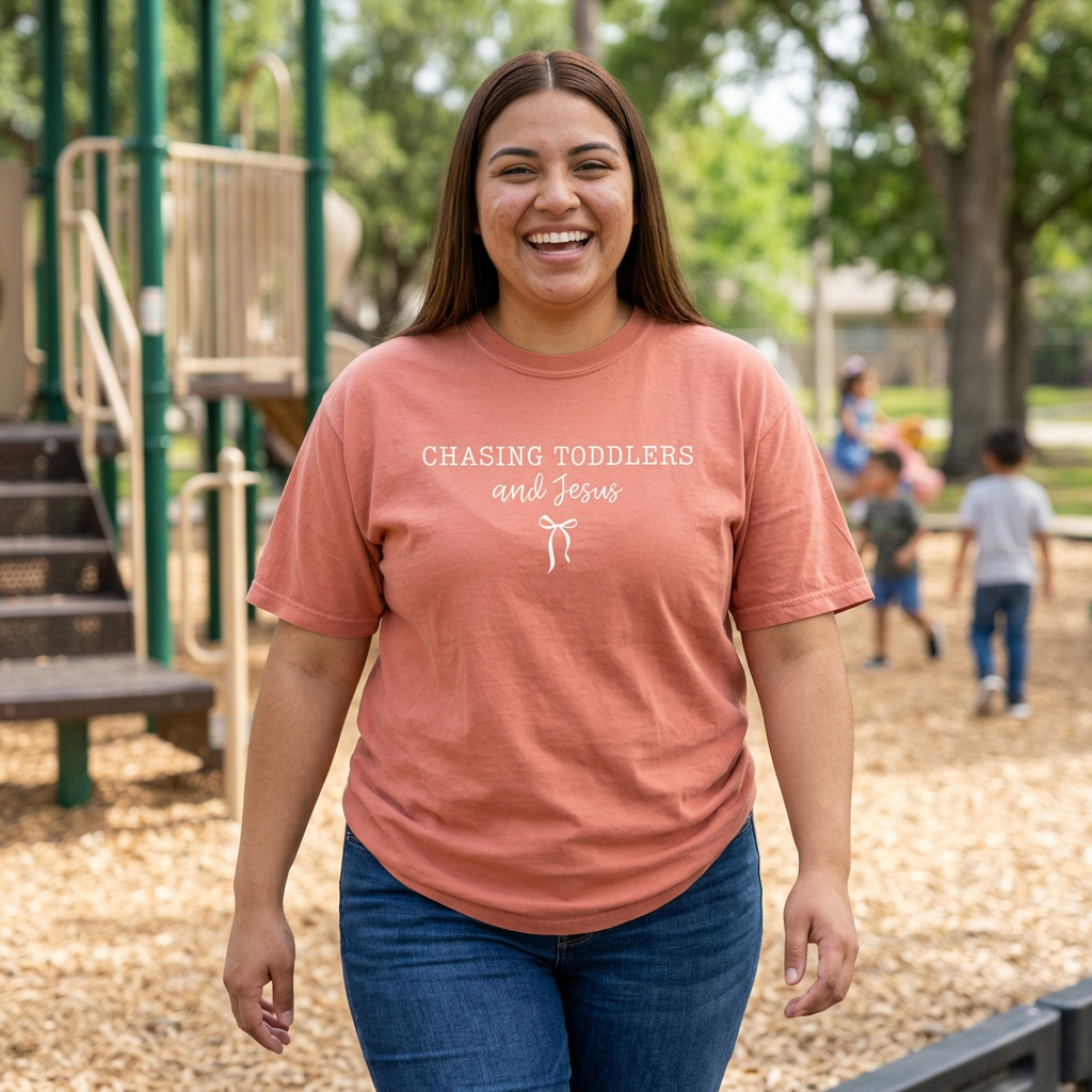 Chasing Toddlers and Jesus T-shirt — Funny Christian Mom Tee