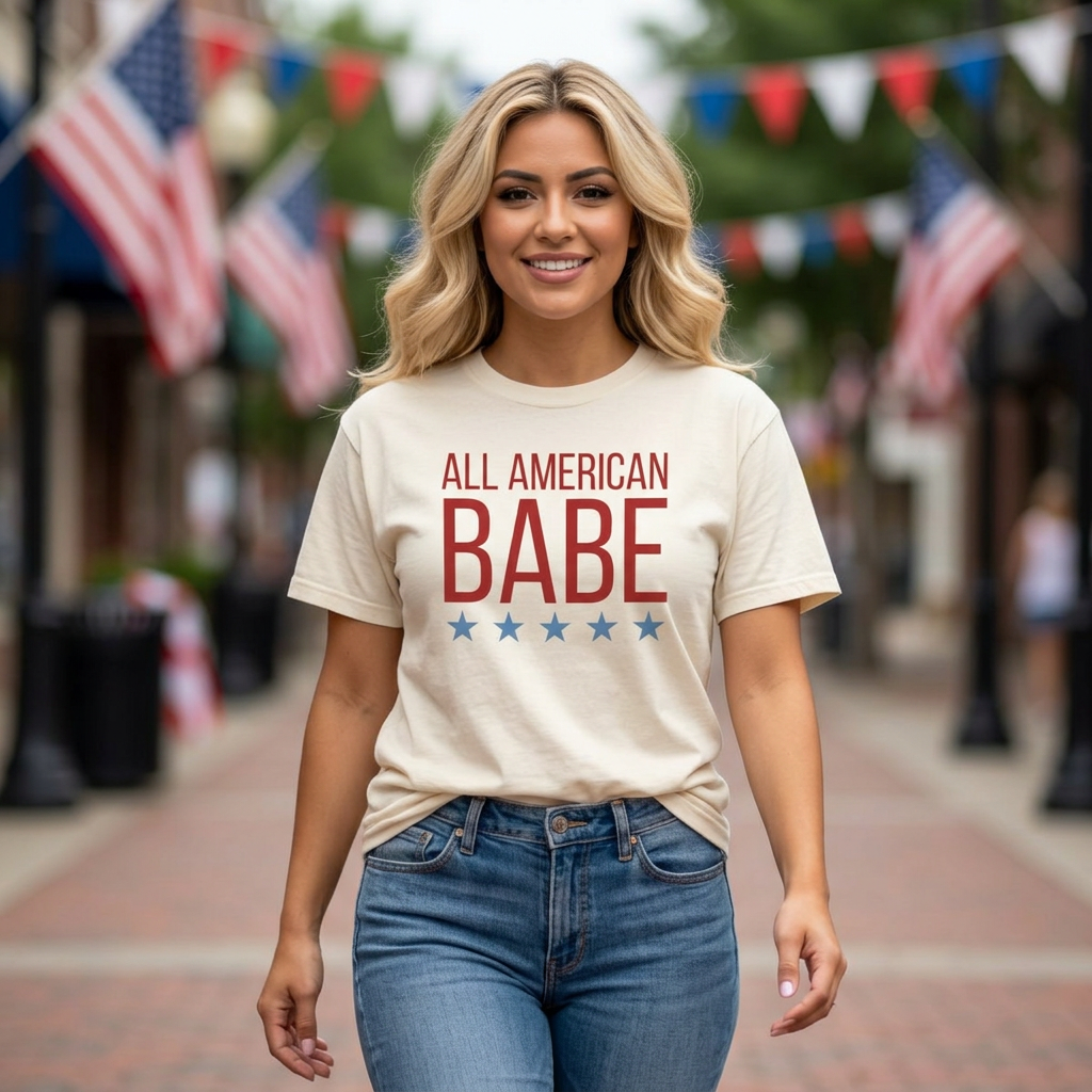 All American Babe T-Shirt - Patriotic Women’s Graphic Tee