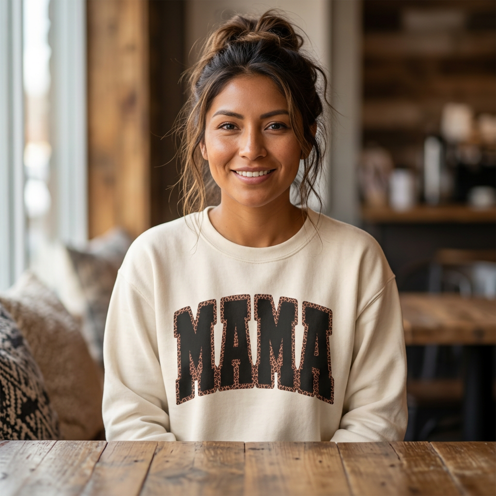 Mama Crewneck Sweatshirt — Vintage Lettering "MAMA" Pullover for Moms