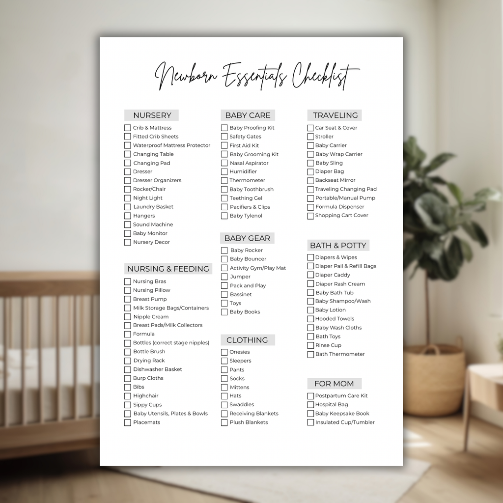 Newborn Essentials Checklist Printable | Baby Must Have List | New Baby Shopping Checklist | Editable Canva Template | Instant Download