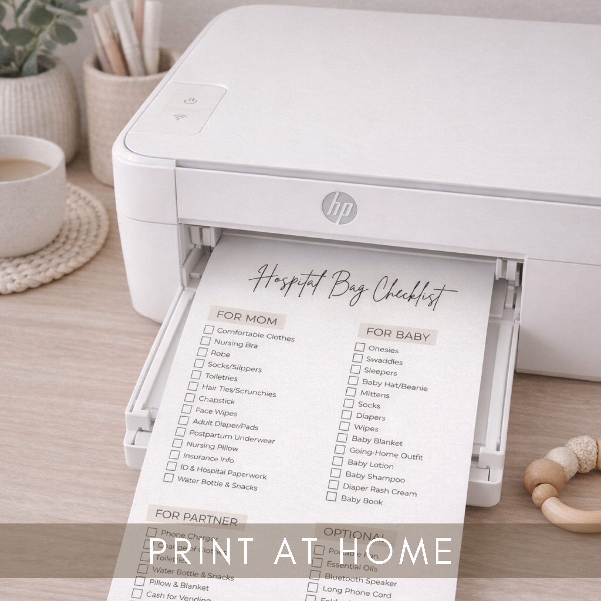 Hospital Bag Checklist Printable | What to Pack for Labor & Delivery | Mom Baby Dad Packing List | Editable Canva Template | Instant Download
