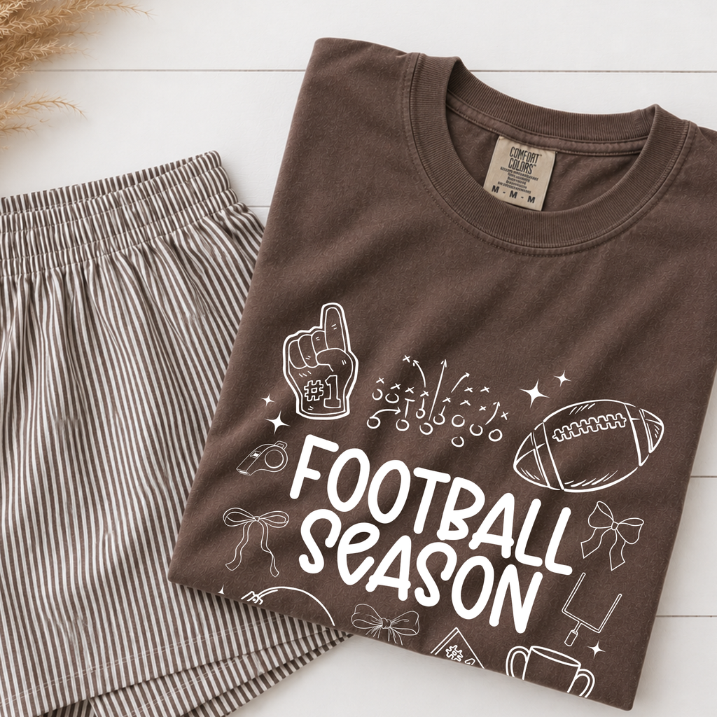 Football Season Comfort Colors Shirt, Cute Football Doodle Tee, Game Day Shirt, Football Mom Fall Graphic Tee