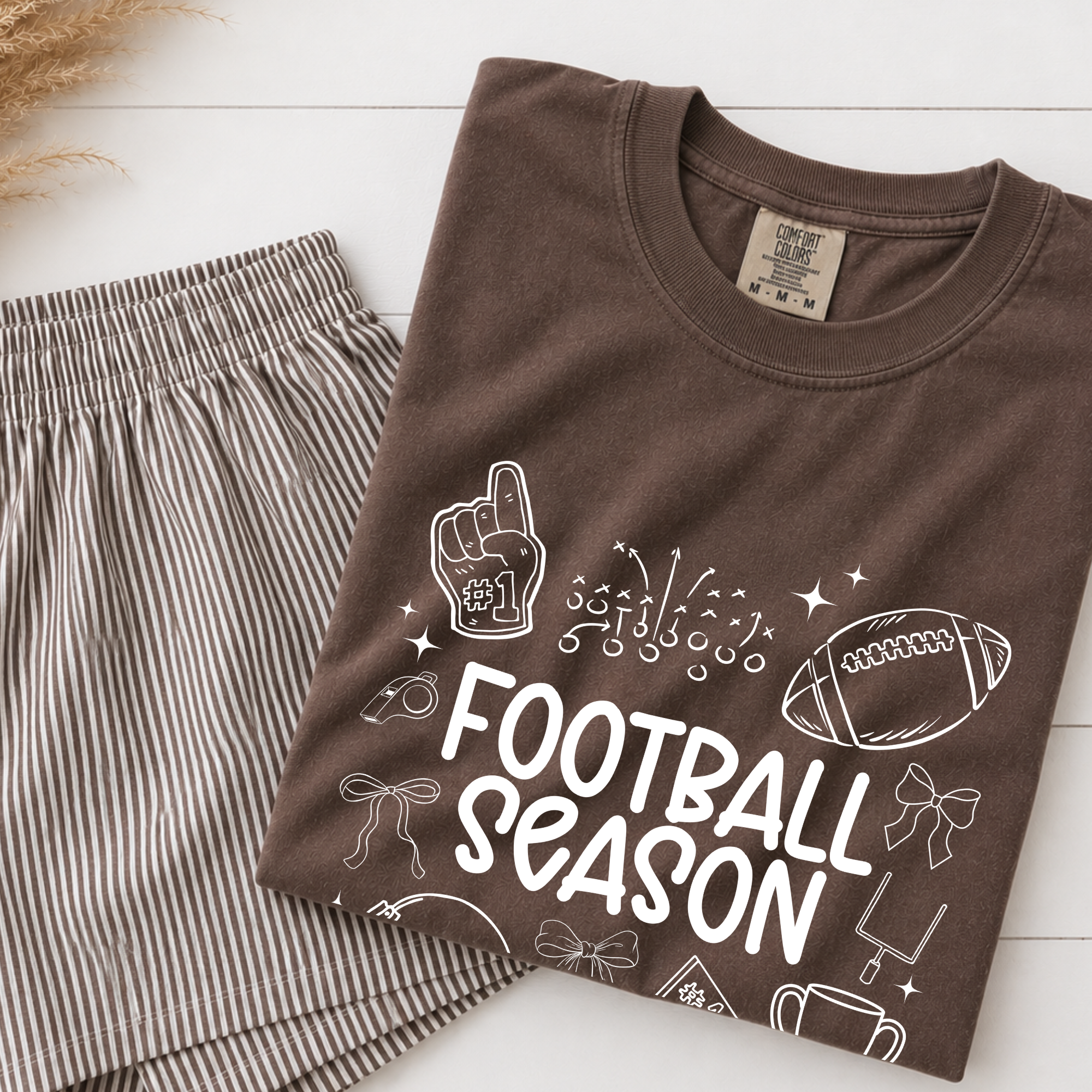 Football Season Comfort Colors Shirt, Cute Football Doodle Tee, Game Day Shirt, Football Mom Fall Graphic Tee