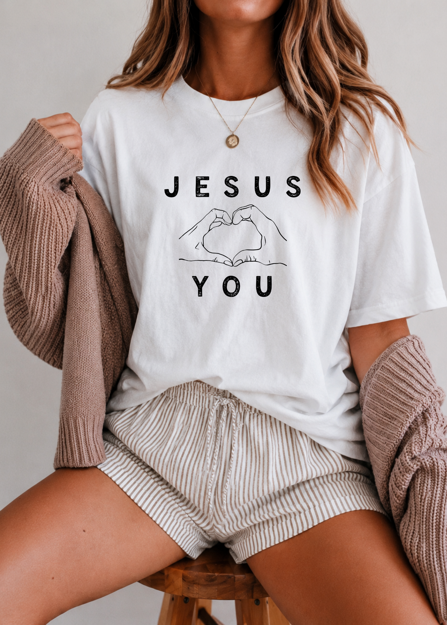 Jesus Loves You Heart Hands Christian T-Shirt