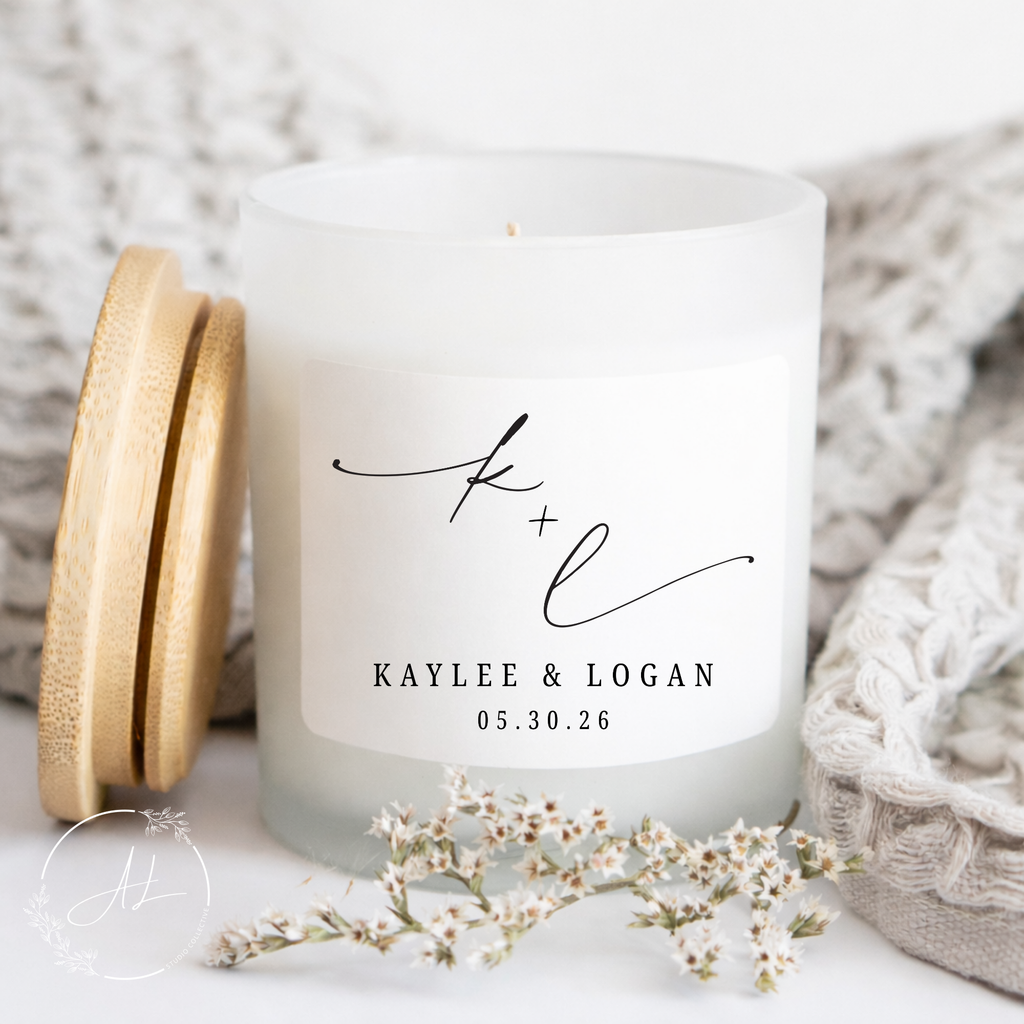 Personalized Anniversary Candle — Frosted Glass 11oz (Custom Names & Date)