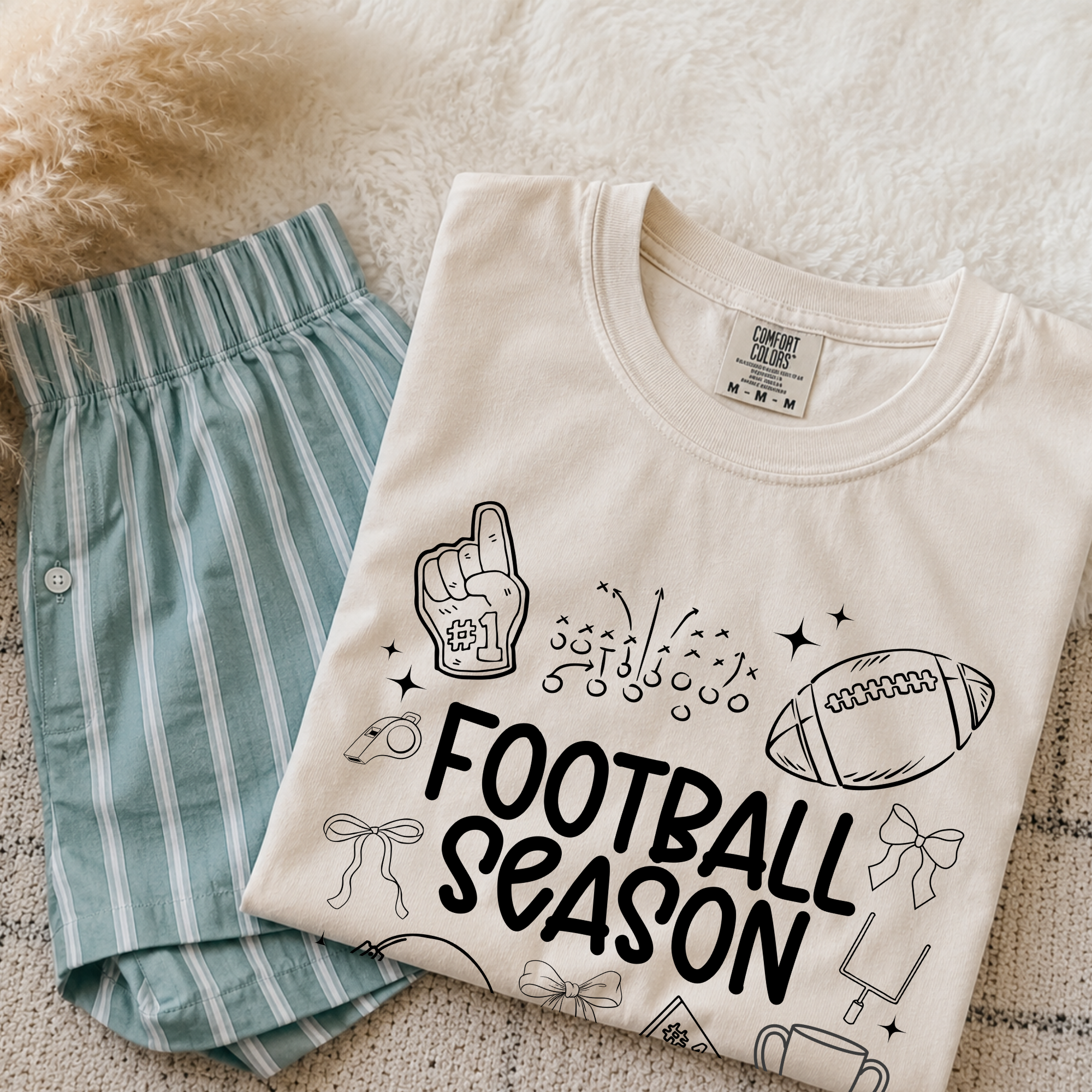 Football Season Comfort Colors Shirt, Cute Football Doodle Tee, Game Day Shirt, Football Mom Fall Graphic Tee