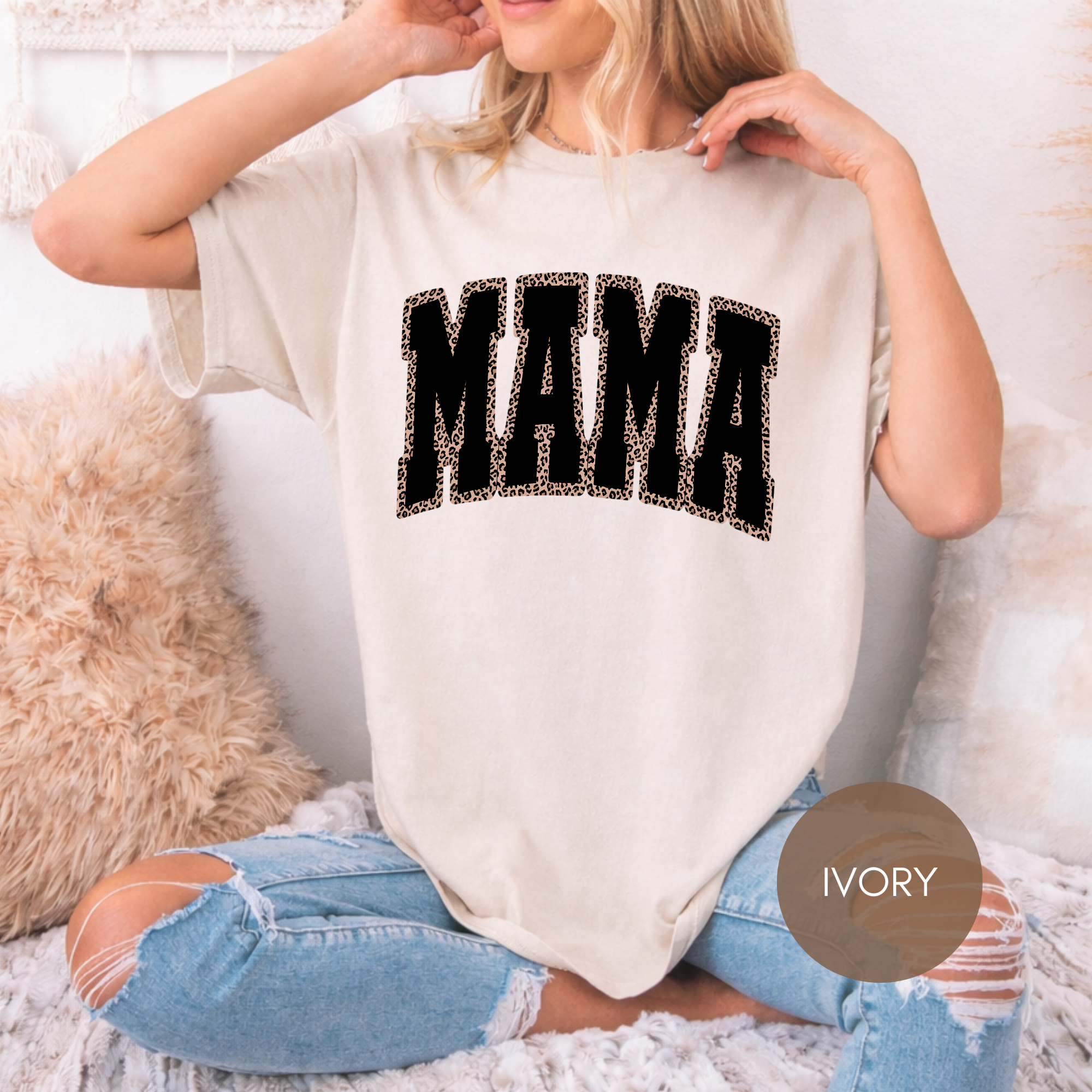 Leopard Mama Shirt | Comfort Colors Mama Tee | Trendy Mom Graphic Shirt | Garment Dyed Boutique Mom Gift
