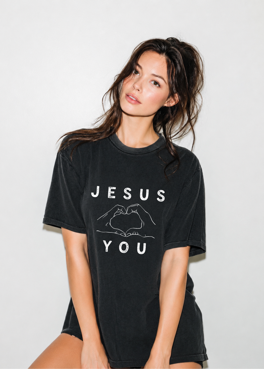 Jesus Loves You Heart Hands Christian T-Shirt