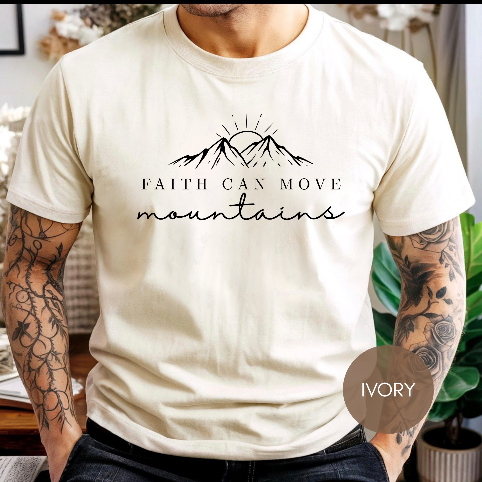 Faith Can Move Mountains Shirt | Christian Graphic Tee | Inspirational Bible Verse Shirt | Comfort Colors Faith Tee | Christian Gift