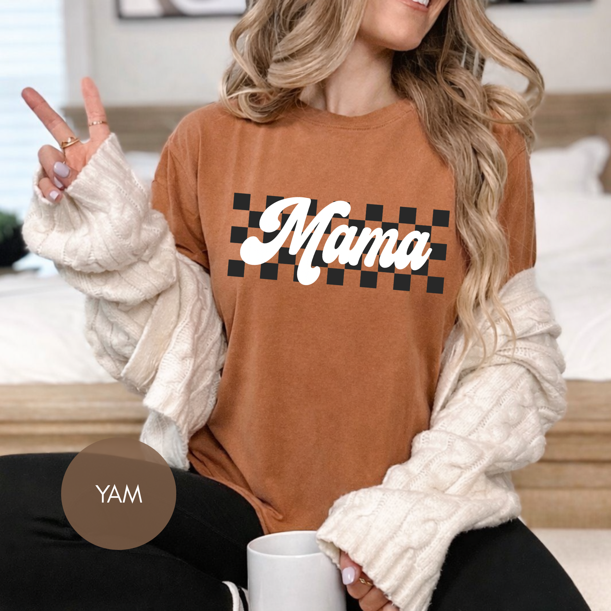 Mama Checkered Shirt | Comfort Colors Mama Tee | Retro Mama Graphic Shirt | Garment Dyed Mom Shirt | Trendy Motherhood Tee | Gift for Mom
