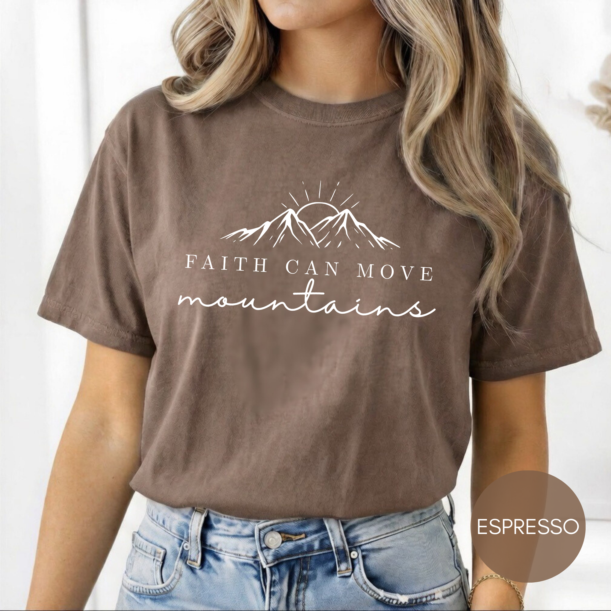 Faith Can Move Mountains Shirt | Christian Graphic Tee | Inspirational Bible Verse Shirt | Comfort Colors Faith Tee | Christian Gift