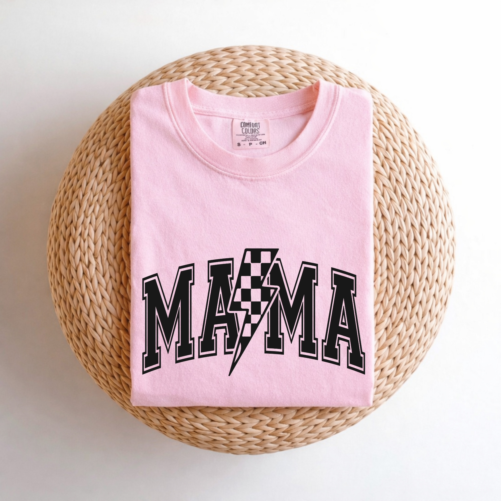 Mama Lightning Bolt Graphic Tee — Checkered Lightning Mama Shirt, Gift for Mom