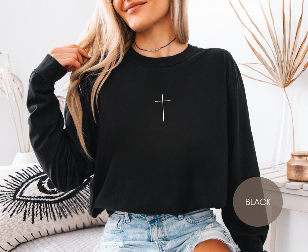 Comfort Colors 6014 Christian Long Sleeve Shirt | Minimal Cross Faith Shirt | All My Heroes Went To Prison Bible Shirt | Christian Apparel