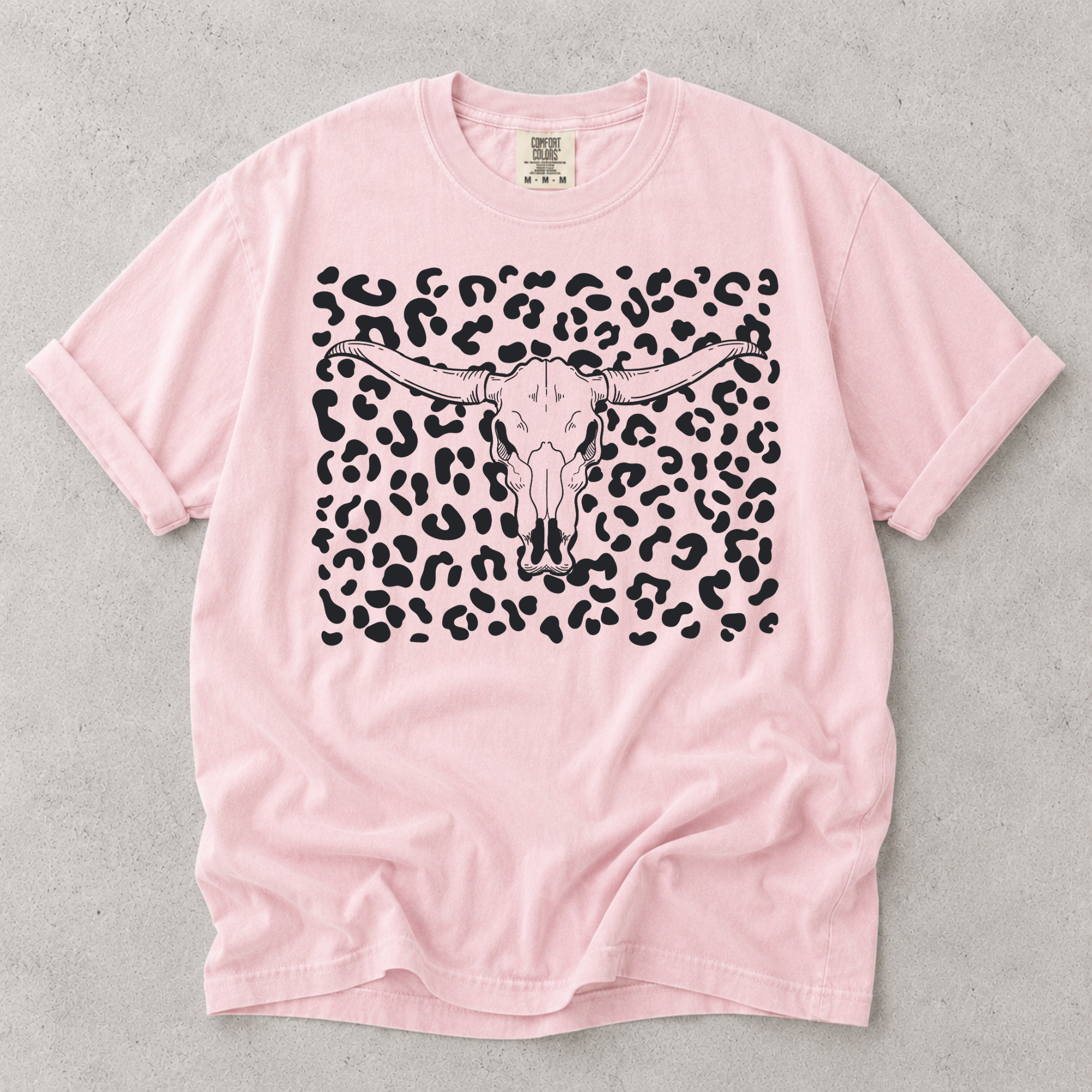 Leopard Skull Tee — Western Longhorn Graphic T‑Shirt