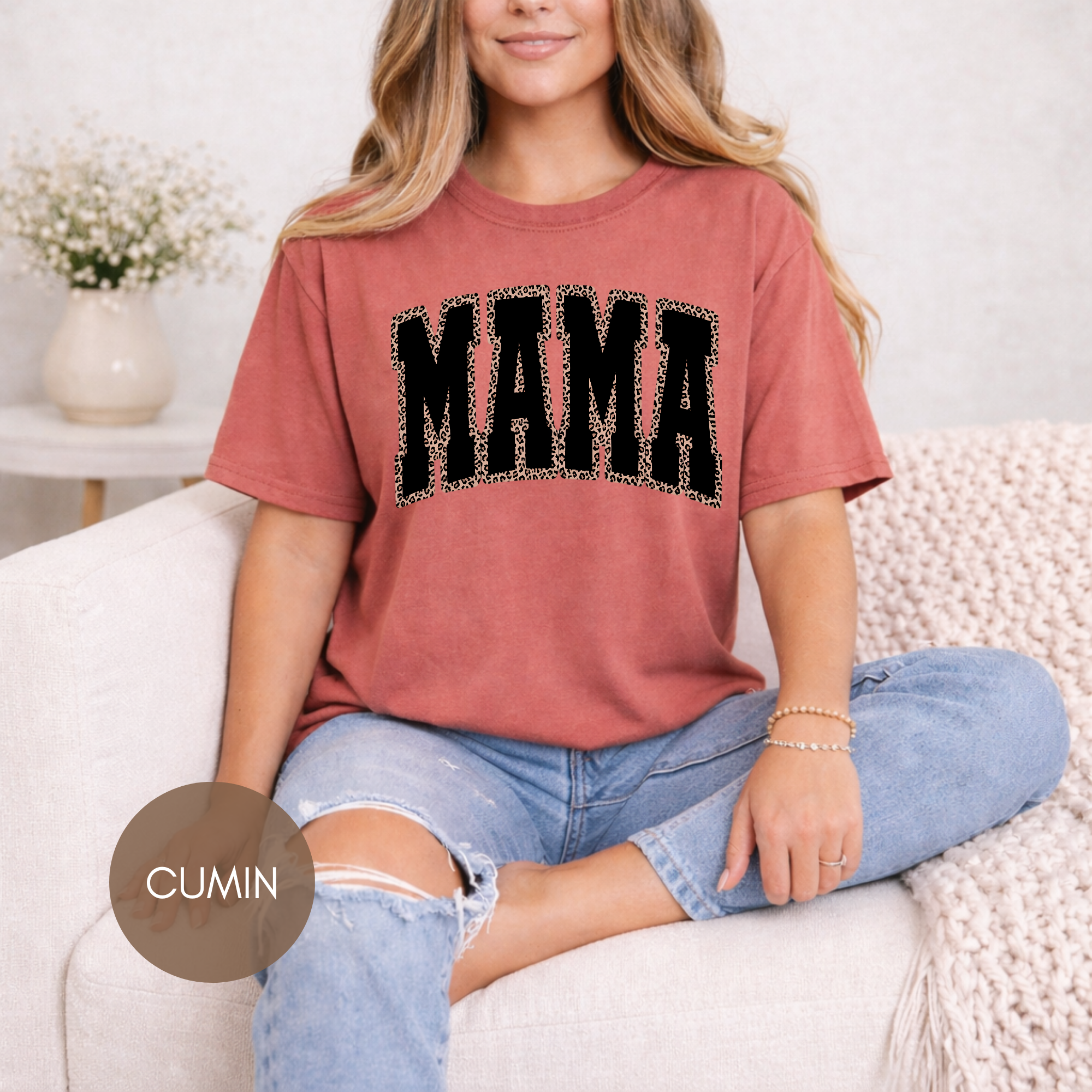 Leopard Mama Shirt | Comfort Colors Mama Tee | Trendy Mom Graphic Shirt | Garment Dyed Boutique Mom Gift