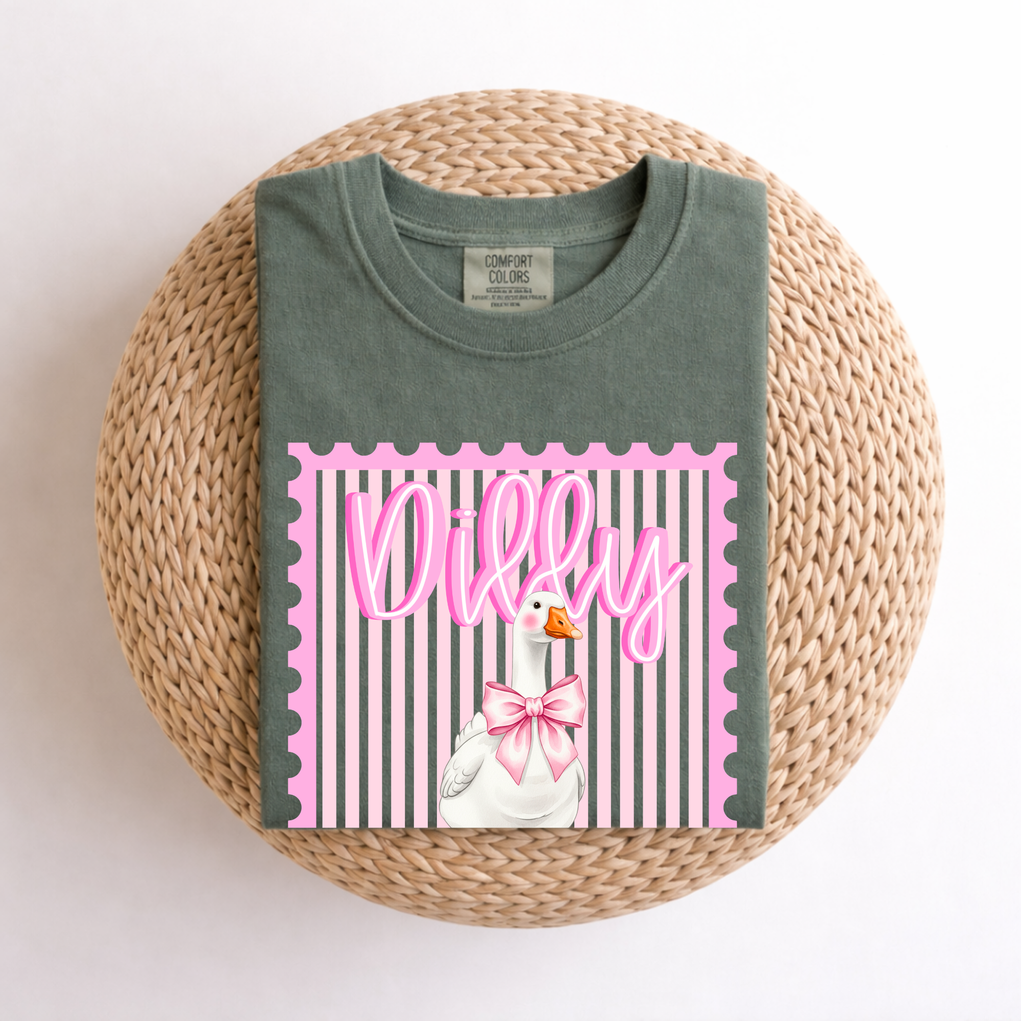 Dilly Dallying Goose Shirt | Pink Bow Goose Tee | Coquette Goose Shirt | Cute Girls Graphic Tee