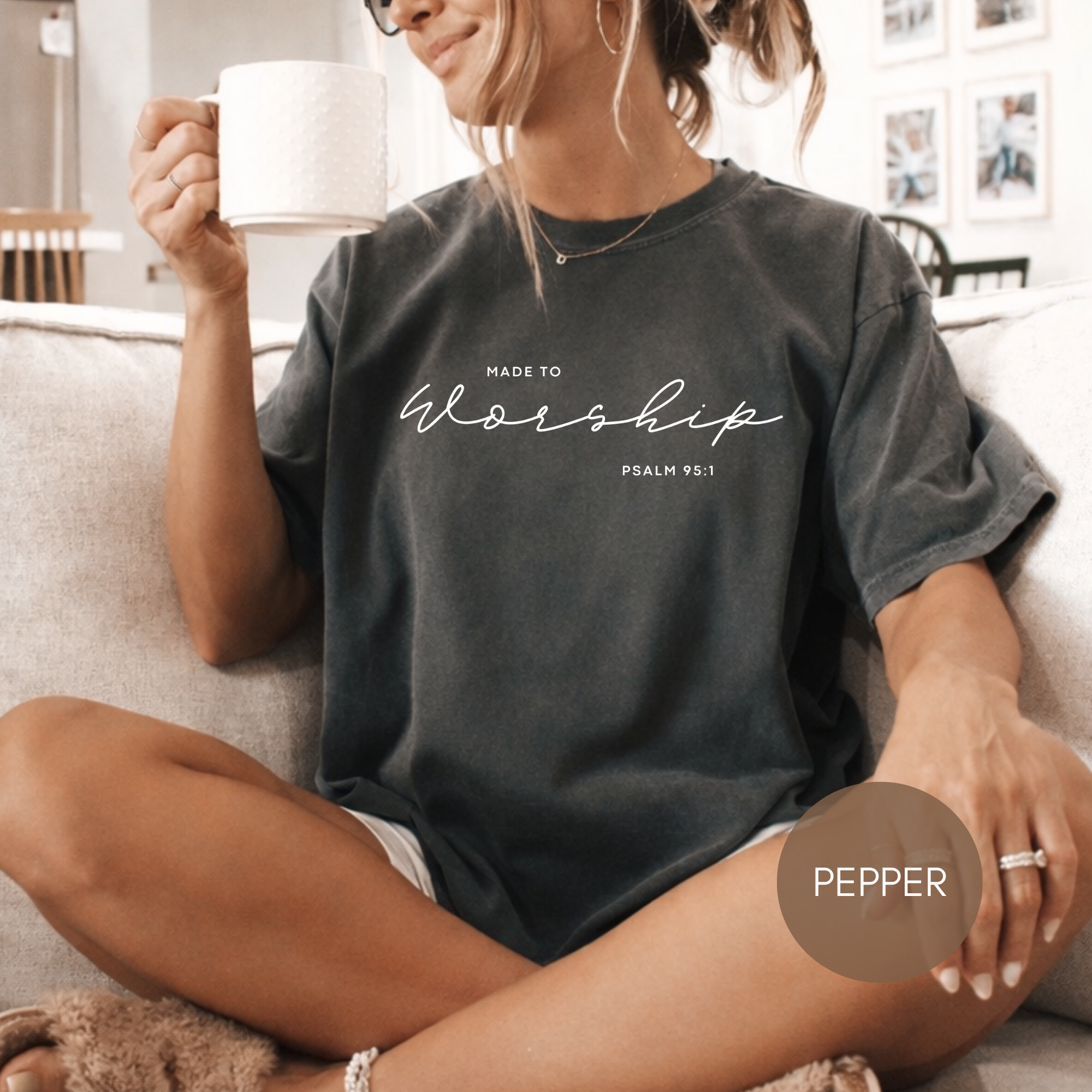 Made to Worship Shirt | Psalm 95:1 Christian T Shirt | Comfort Colors Faith Tee | Worship Graphic Shirt Women