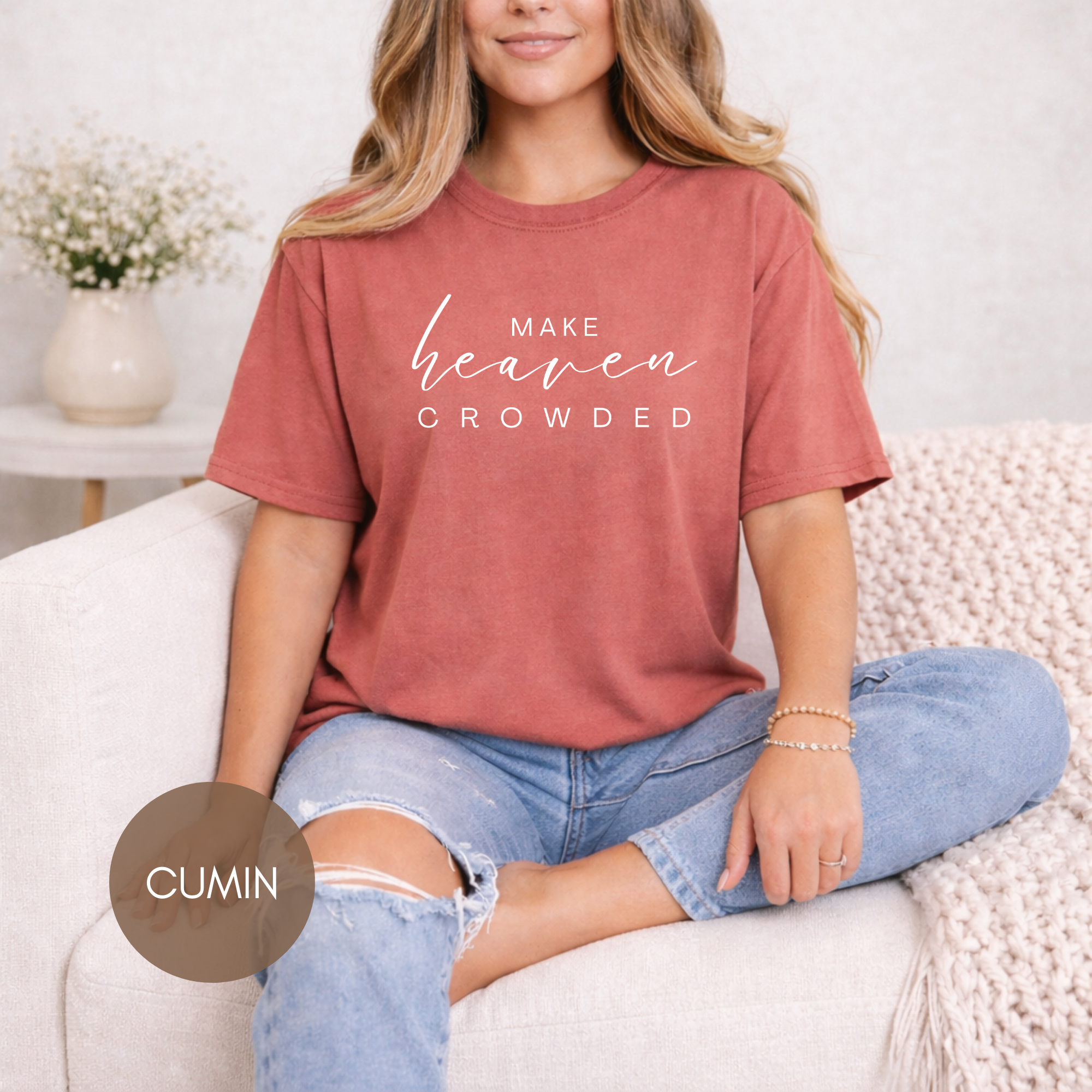 Make Heaven Crowded Shirt | Christian Graphic Tee | Comfort Colors 1717 | Faith Based Shirt | Worship Tee Gift for Women