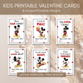 Kids Cartoon Mouse Valentine Cards Printable | Red Classic Cartoon Valentine Cards | Classroom Square Valentines | Instant Download