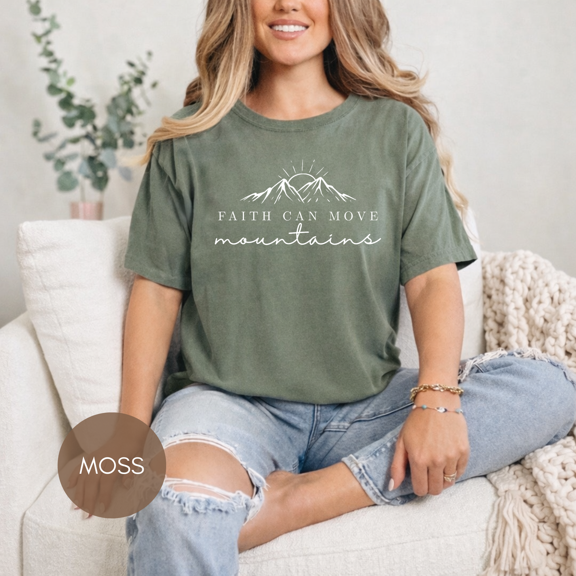 Faith Can Move Mountains Shirt | Christian Graphic Tee | Inspirational Bible Verse Shirt | Comfort Colors Faith Tee | Christian Gift