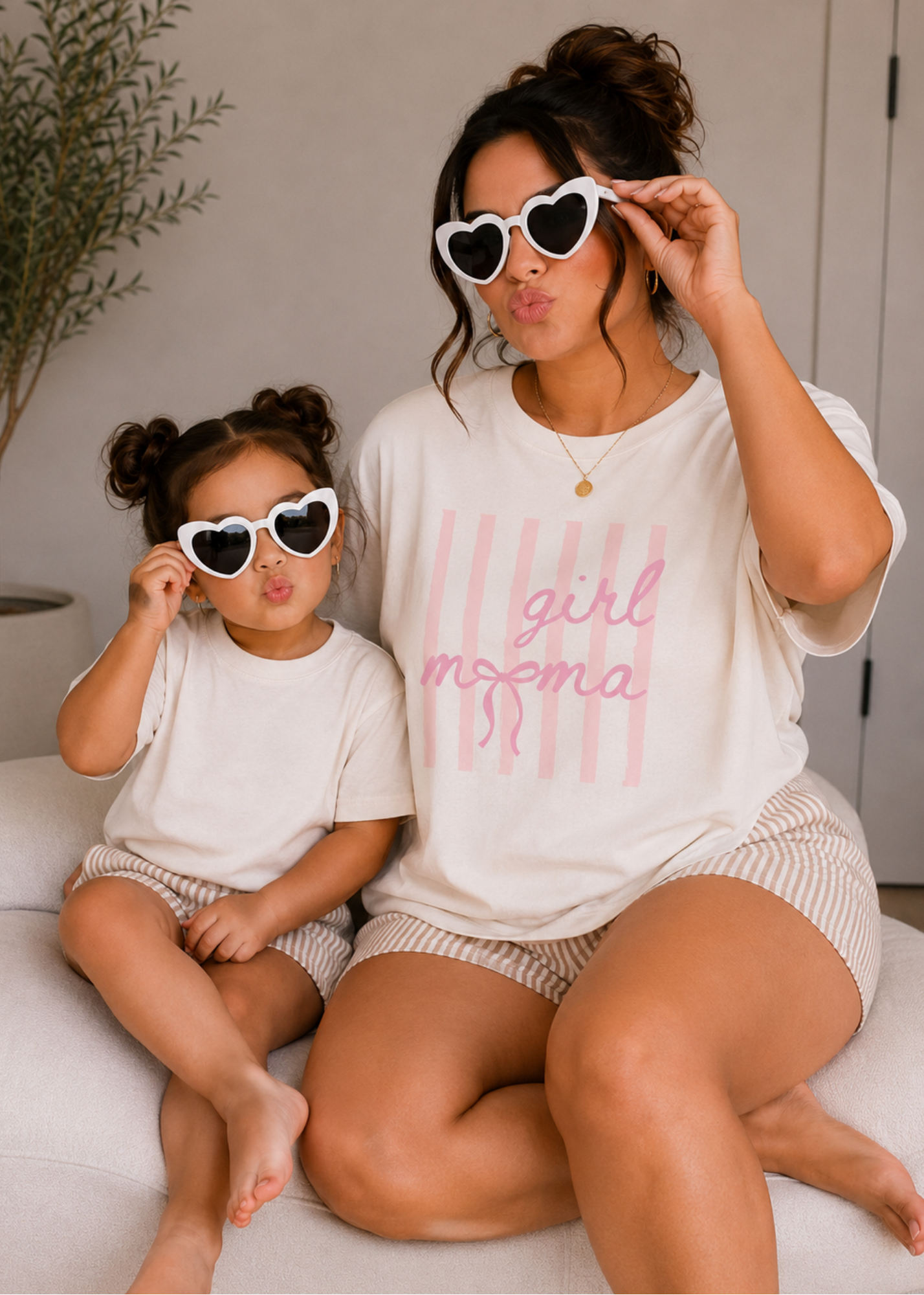 Girl Mama Pink Striped Graphic T-Shirt