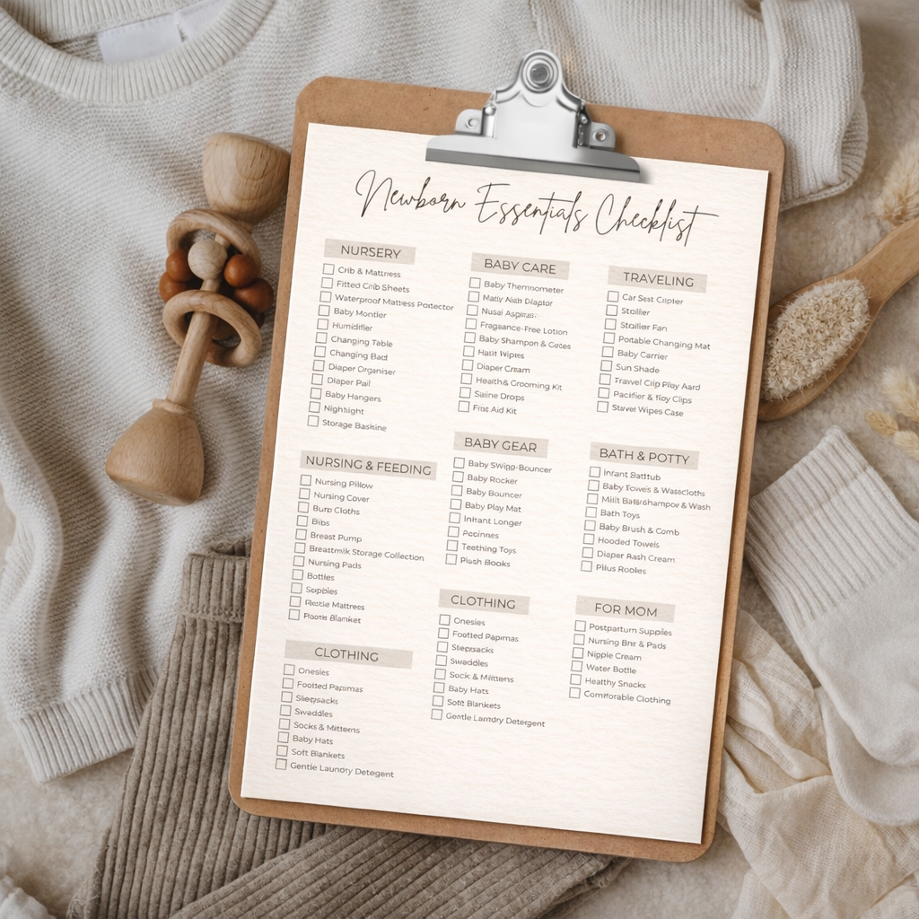 Newborn Essentials Checklist Printable | Baby Must Have List | New Baby Shopping Checklist | Editable Canva Template | Instant Download