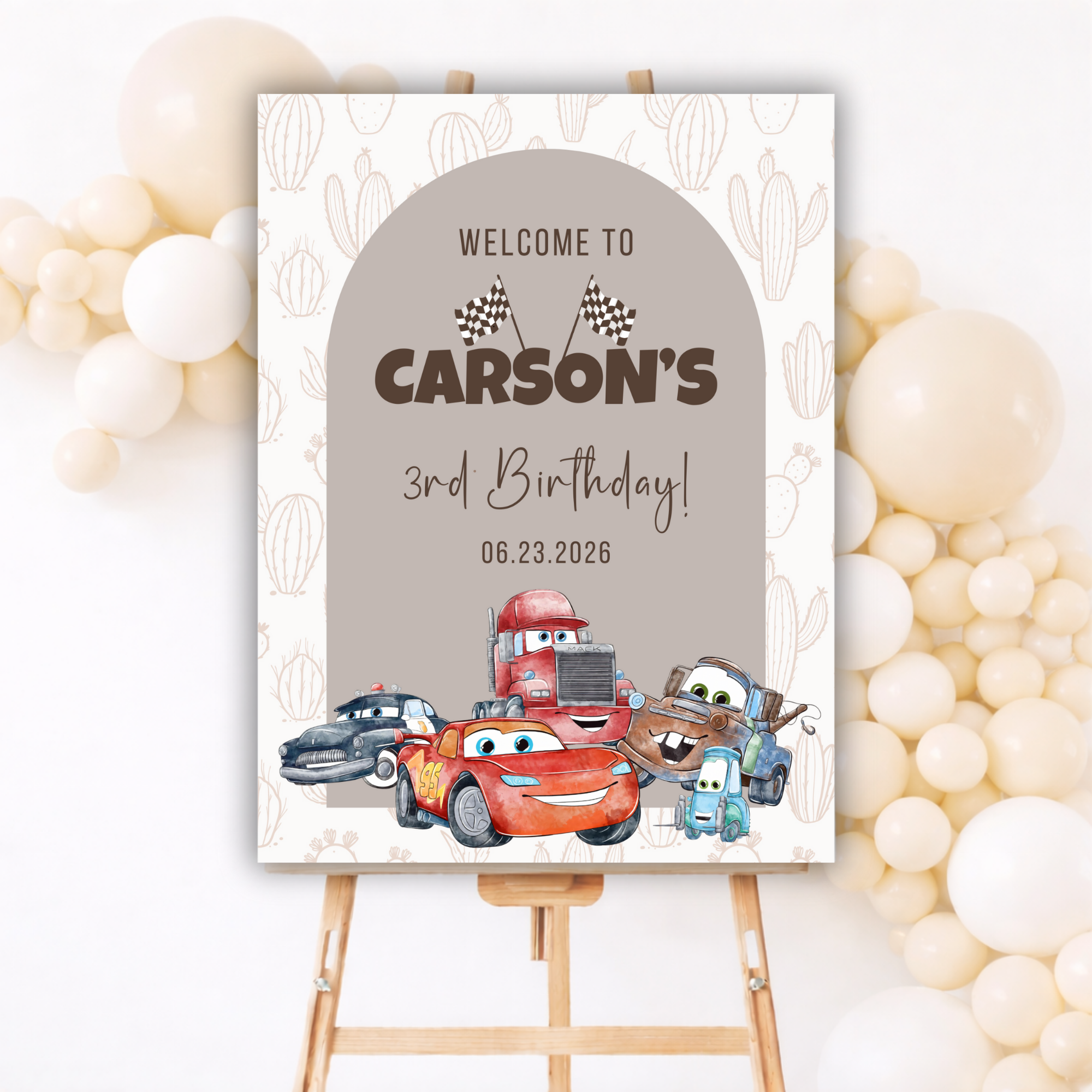 Race Car Birthday Bundle Template | Editable Canva Racing Party Decorations | Neutral Racing Theme Birthday Party Printable Set