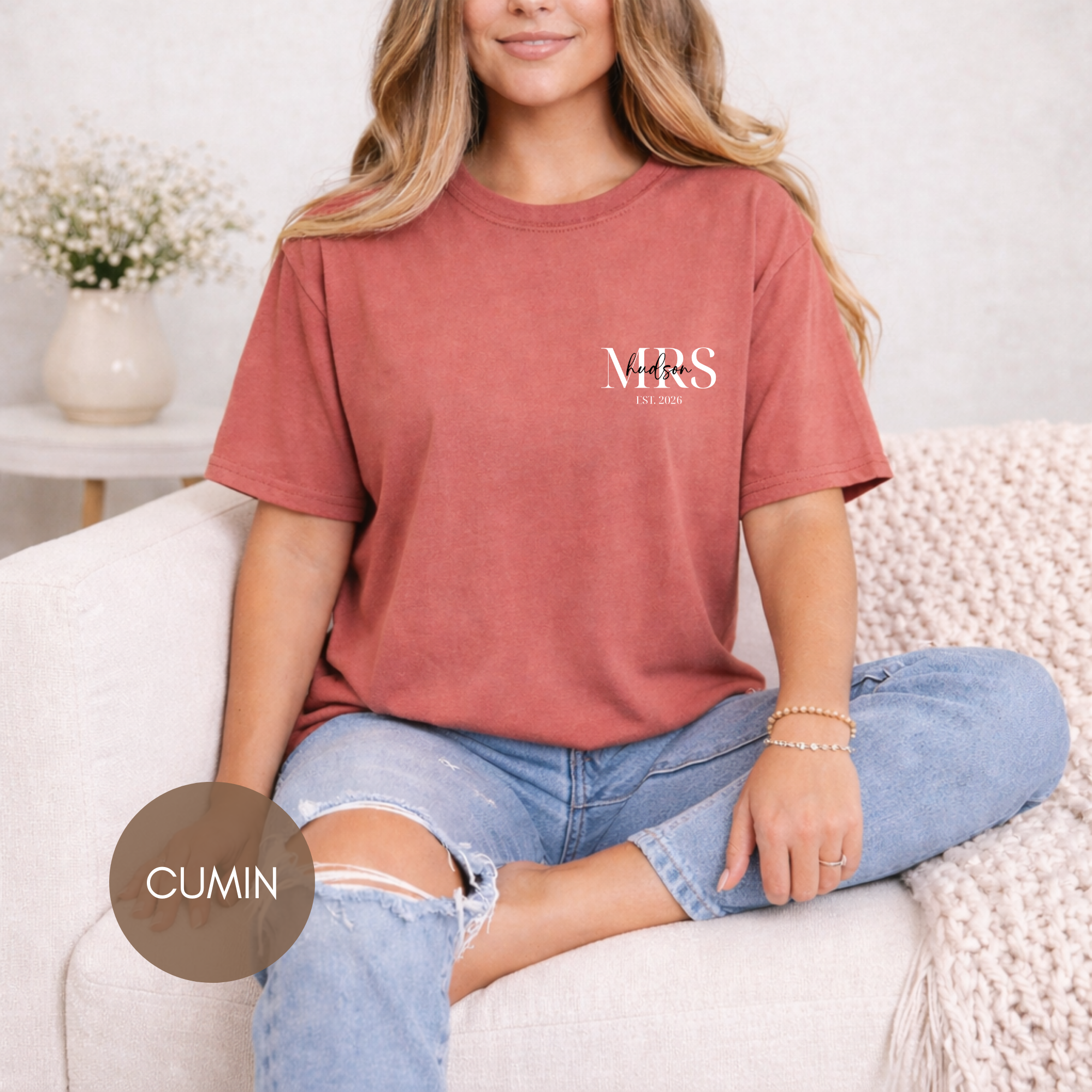 Personalized Mrs Anniversary T-Shirt — Minimalist Wife Graphic Tee