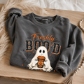 Halloween Ghost Sweatshirt - "Freshly Boo'd with Scream & Sugar" Cozy Pullover