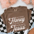 Jesus Scripture T-Shirt — "Don't Worry Honey Around Here We Love People & Jesus" Faith Tee