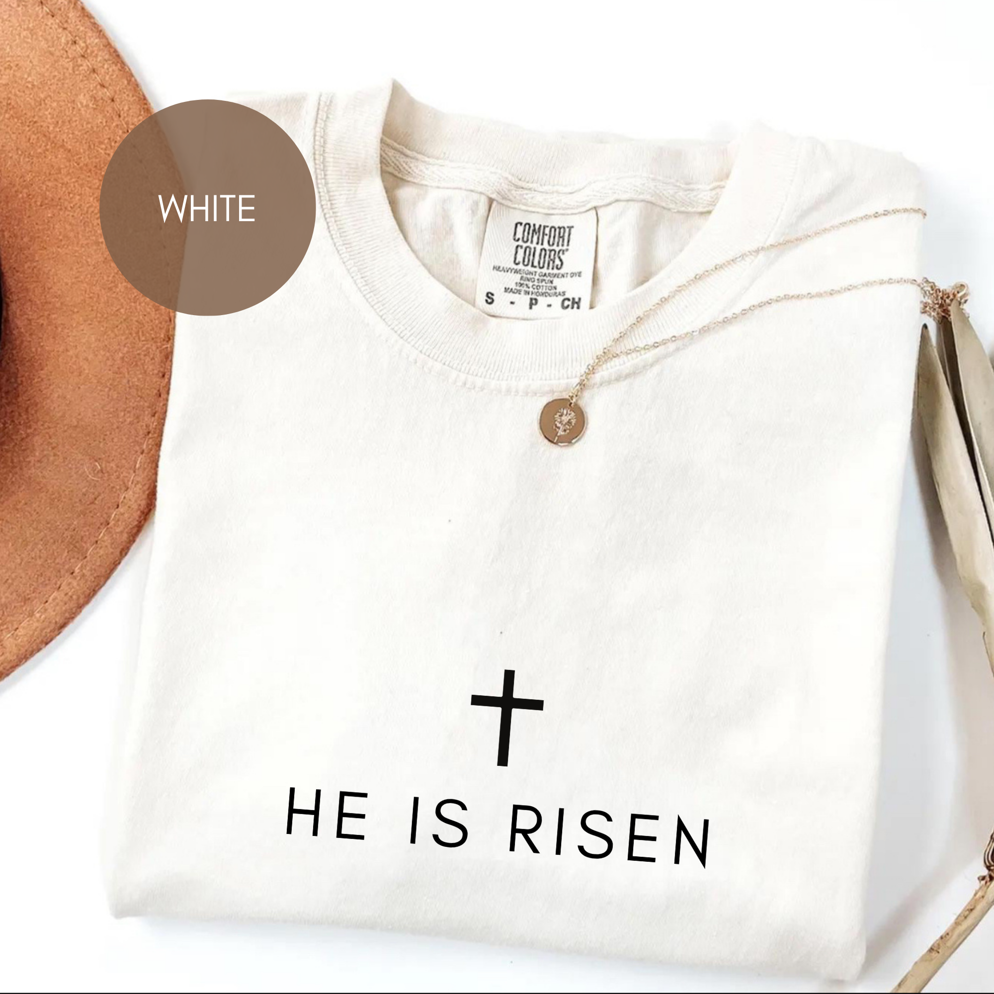 He Is Risen Shirt Comfort Colors Christian Tee | Minimalist Cross Faith Shirt | Easter Christian Shirt | Garment Dyed Religious Tee
