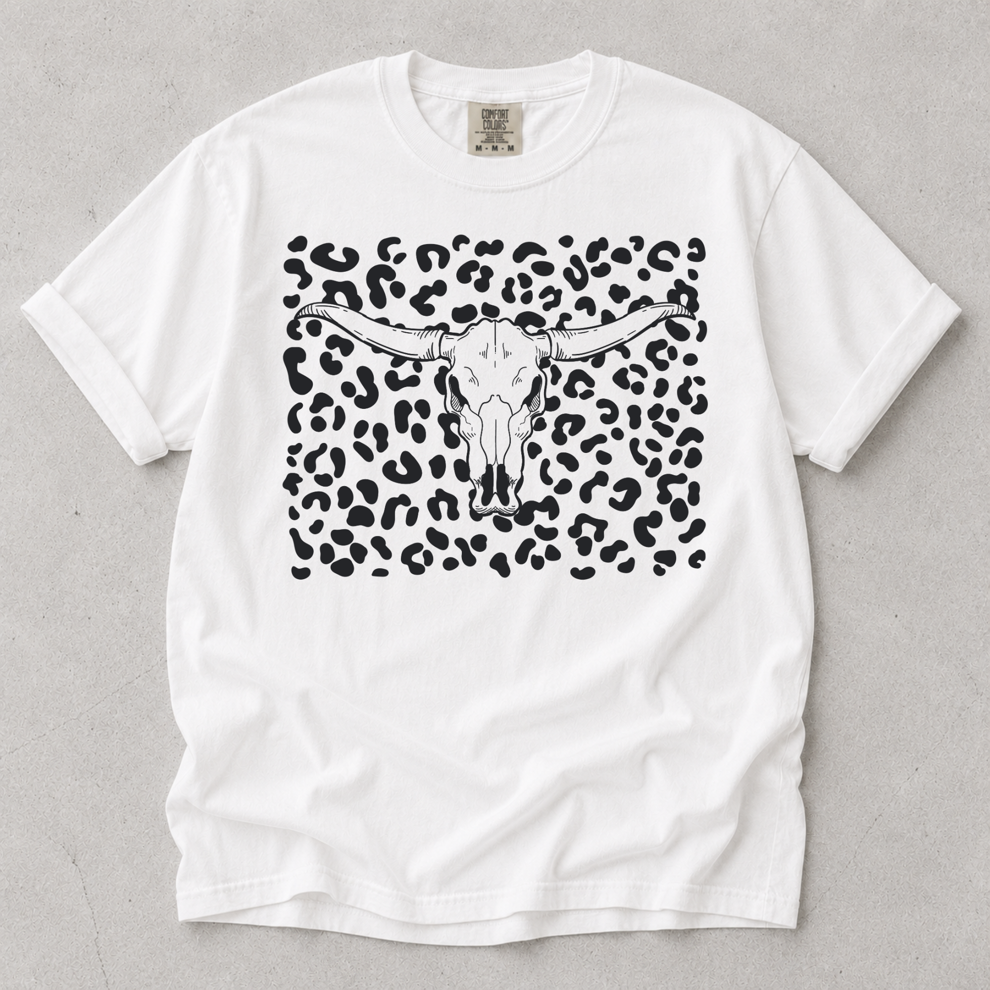 Leopard Skull Tee — Western Longhorn Graphic T‑Shirt
