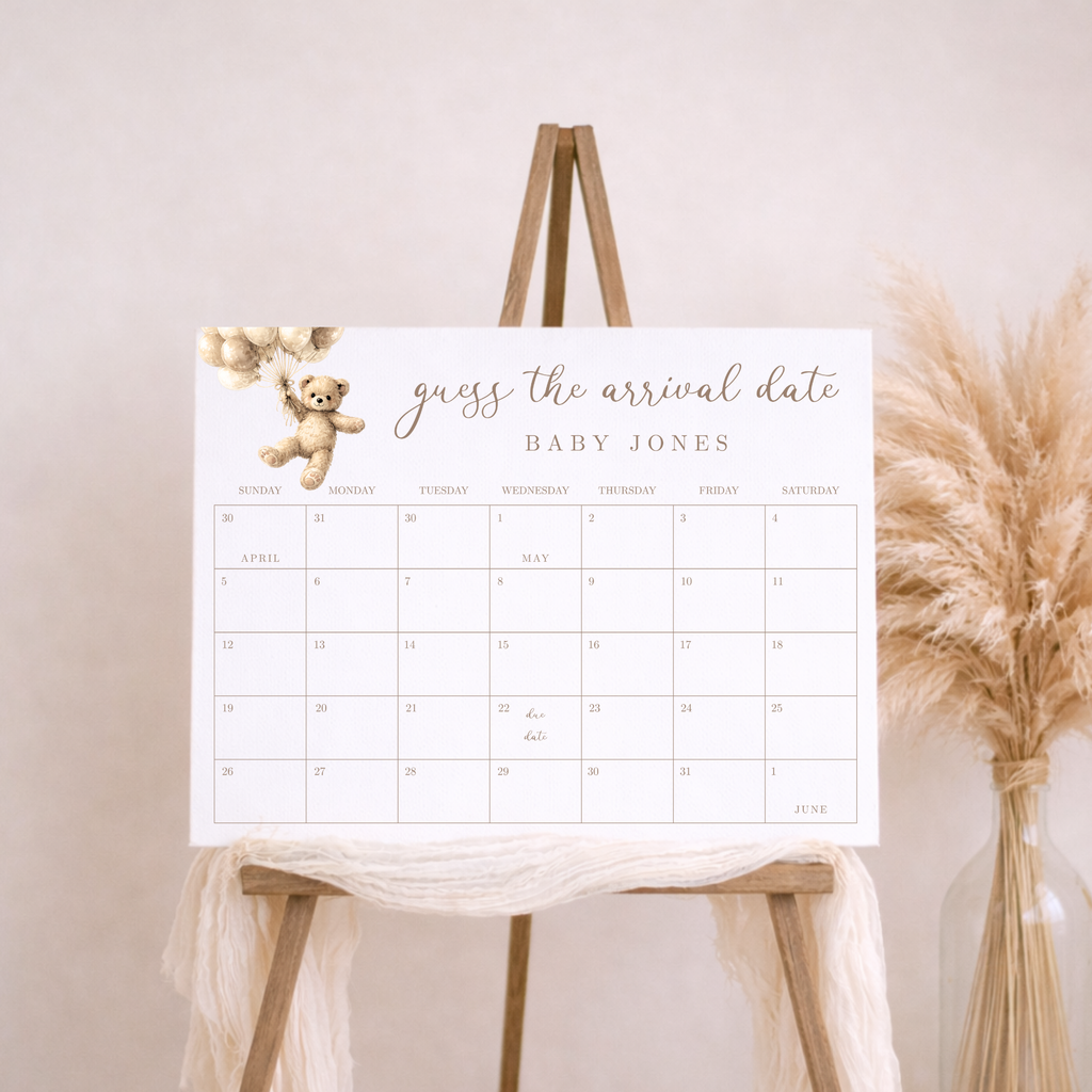 We Can Bearly Wait Baby Shower Bundle | Editable Bear Baby Shower Templates | Canva Instant Download