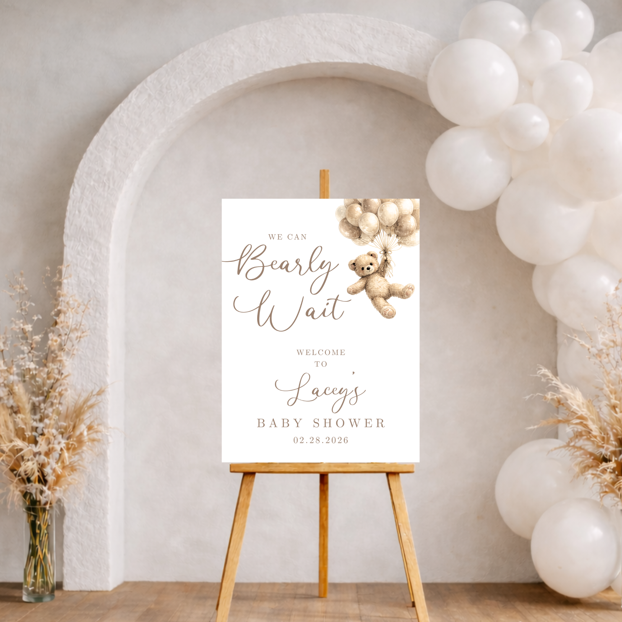 We Can Bearly Wait Baby Shower Bundle | Editable Bear Baby Shower Templates | Canva Instant Download