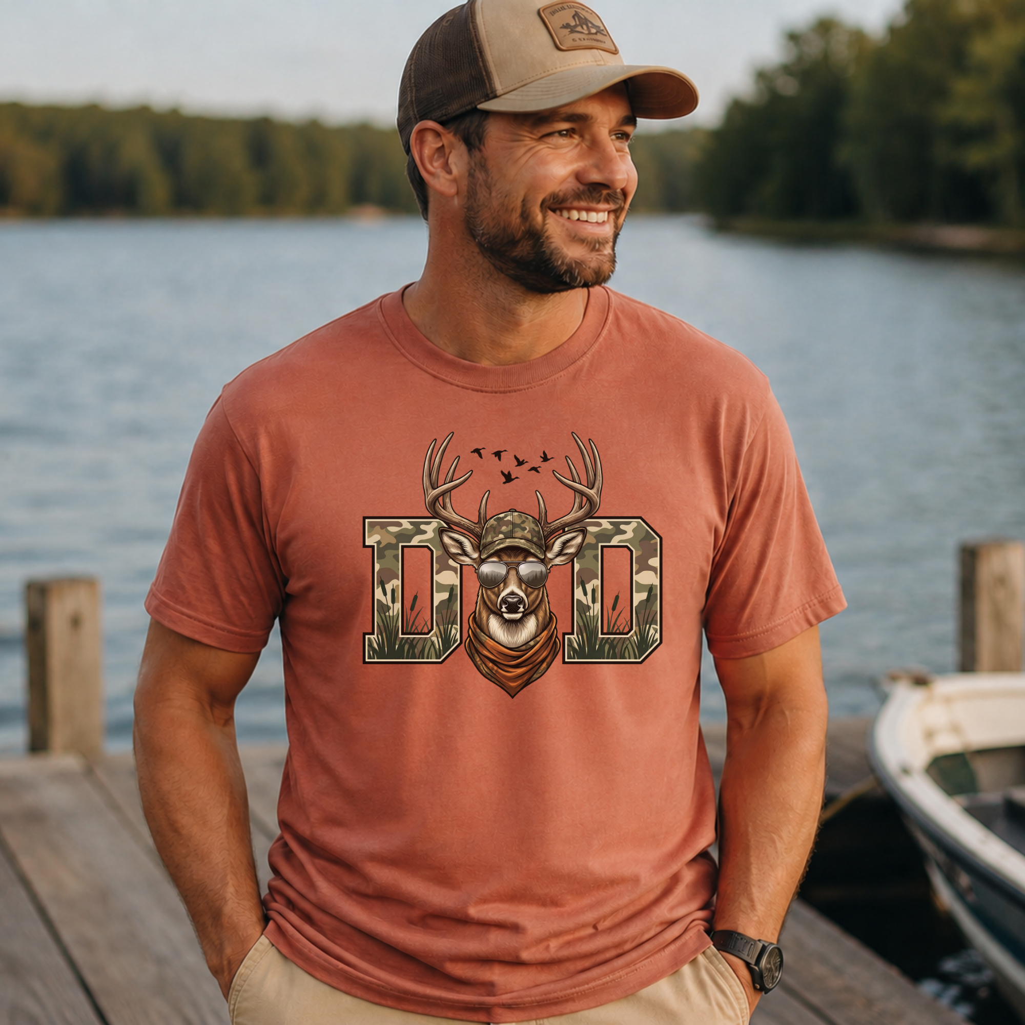 Dad Deer Camo T-Shirt — Hunting Dad Graphic Tee