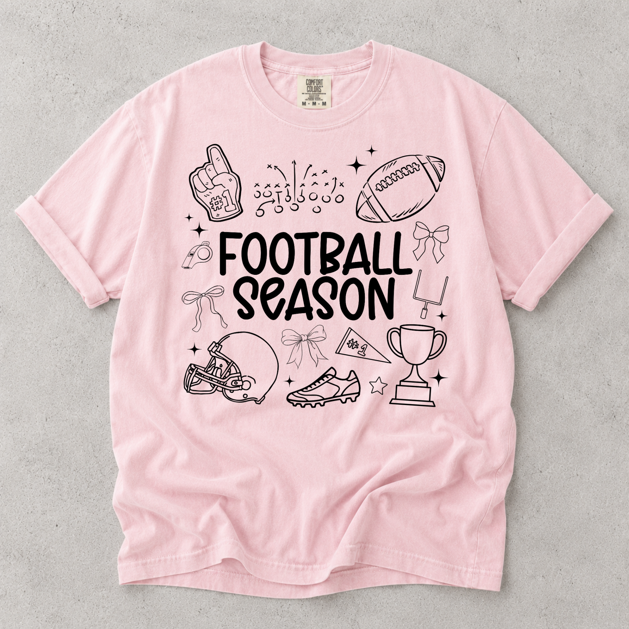 Football Season Comfort Colors Shirt, Cute Football Doodle Tee, Game Day Shirt, Football Mom Fall Graphic Tee