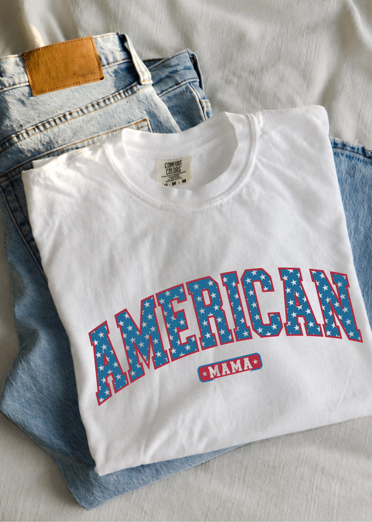 American Mama T-Shirt — Patriotic Stars & Stripes Graphic Tee