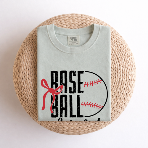 Baseball Mama T-Shirt – Cute Mom Baseball Shirt with Bow & Ball Graphic