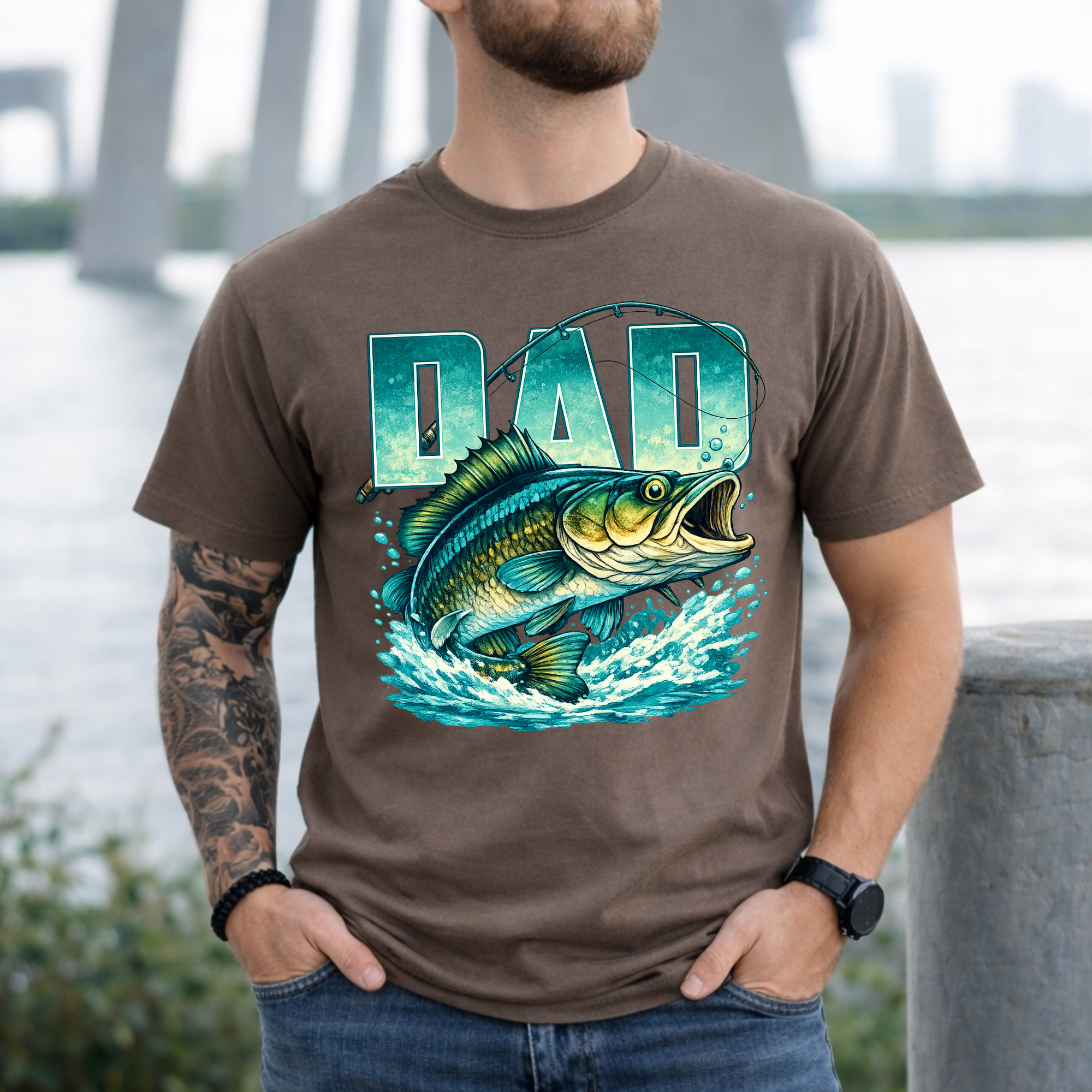Fishing Dad T‑Shirt – 'DAD' Bass Graphic Tee | Father’s Day, Fisherman Gift