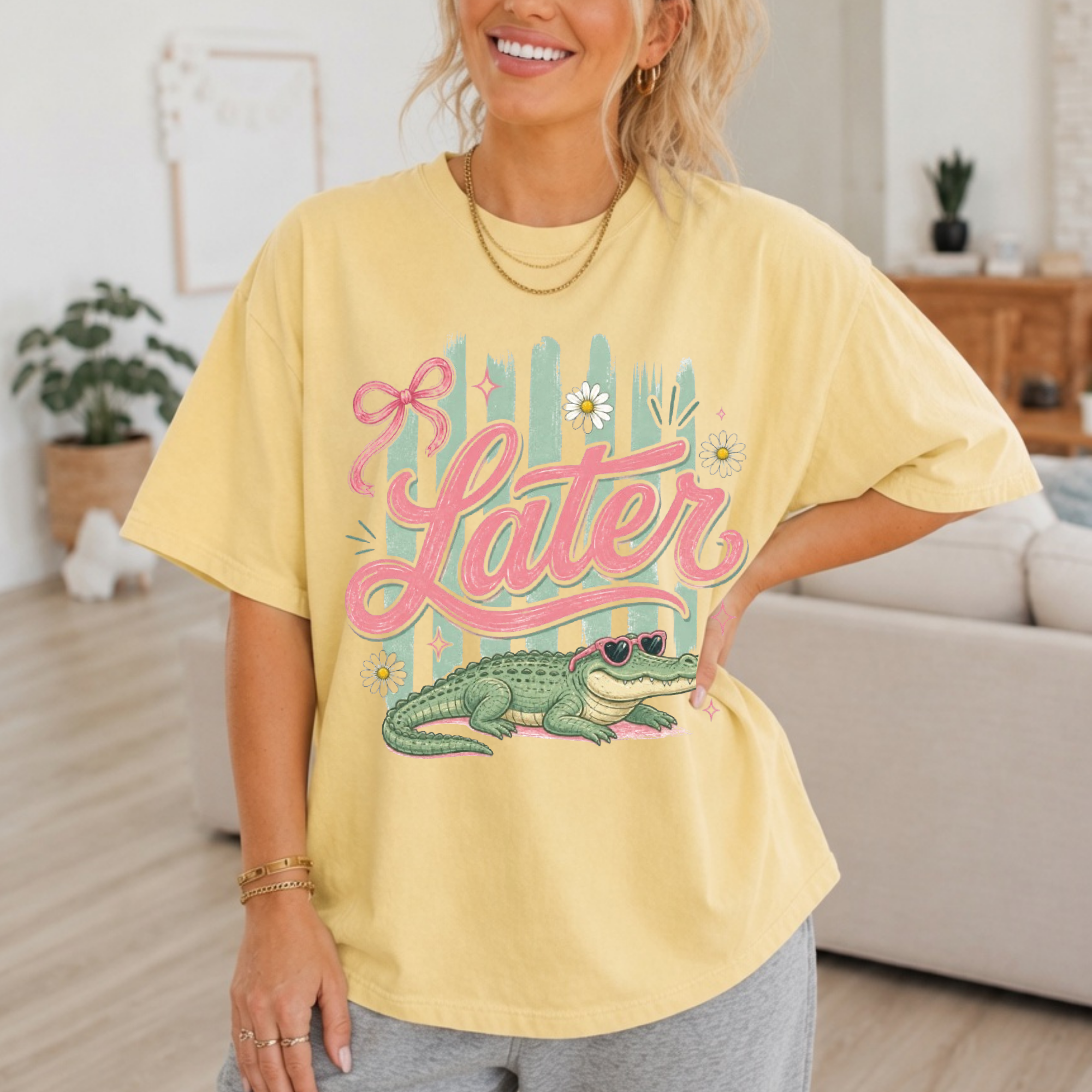 Later Alligator T-Shirt — Retro Script Alligator Graphic Tee
