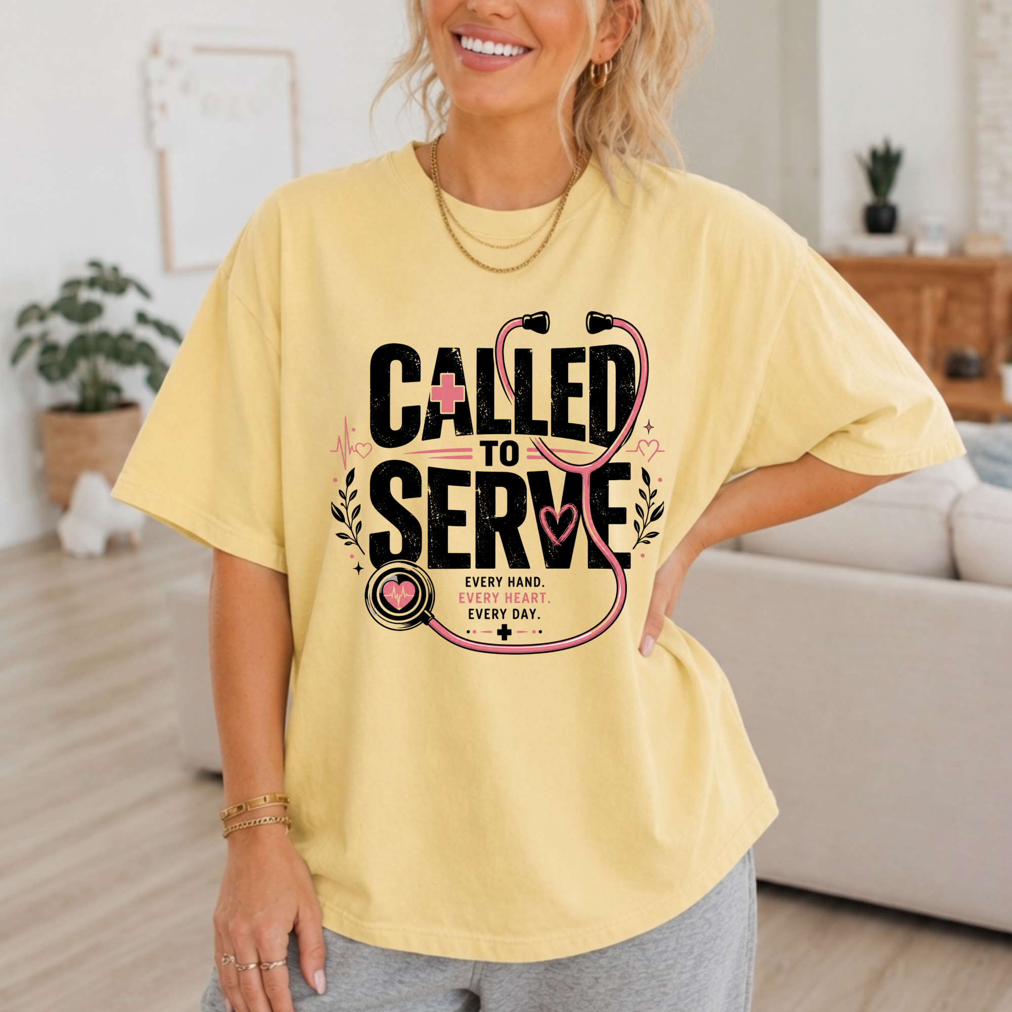 Called to Serve Nurse T-Shirt — Stethoscope Christian Medical Gift