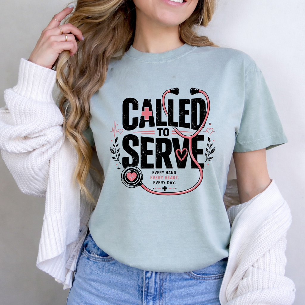 Called to Serve Nurse T-Shirt — Stethoscope Christian Medical Gift
