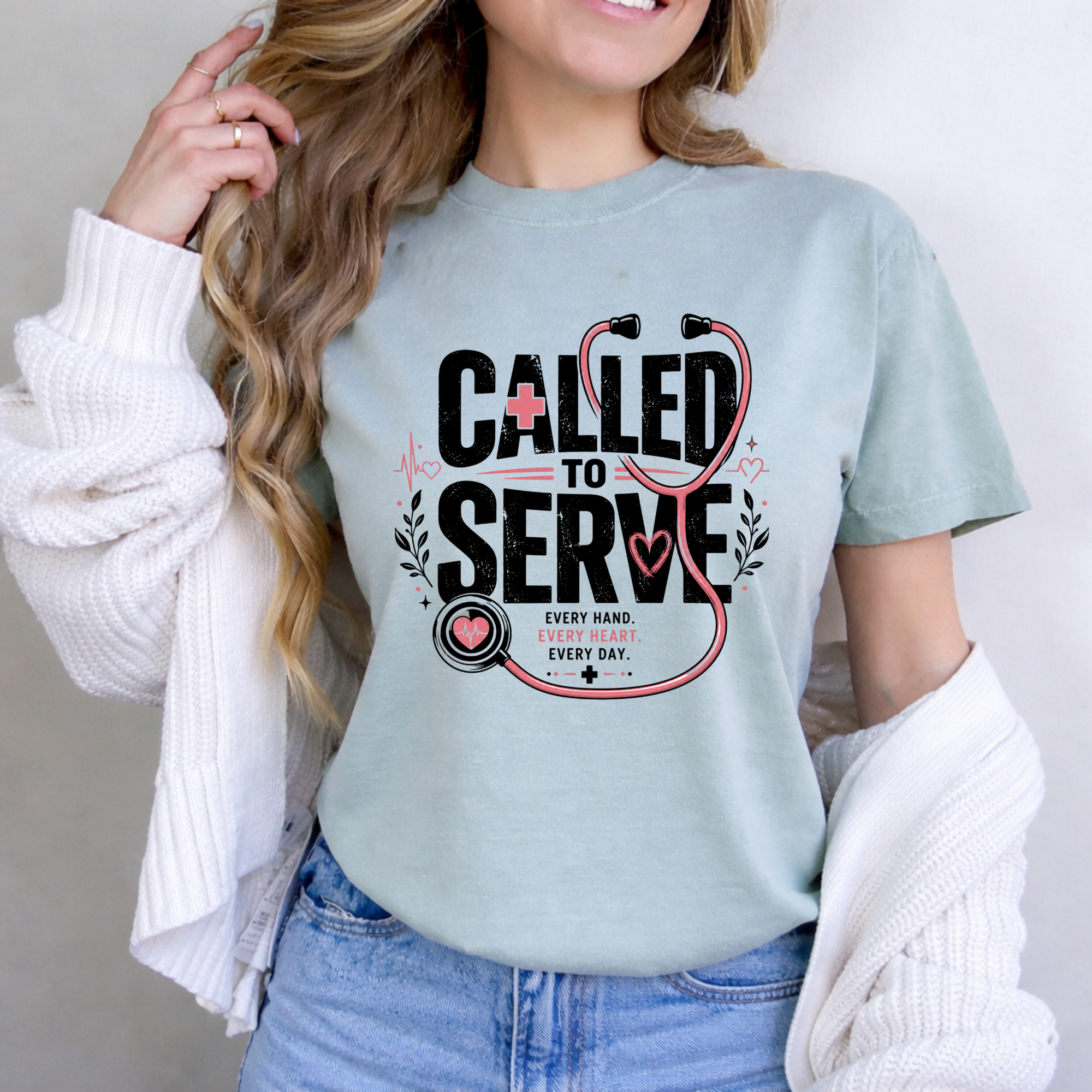 Called to Serve Nurse T-Shirt — Stethoscope Christian Medical Gift
