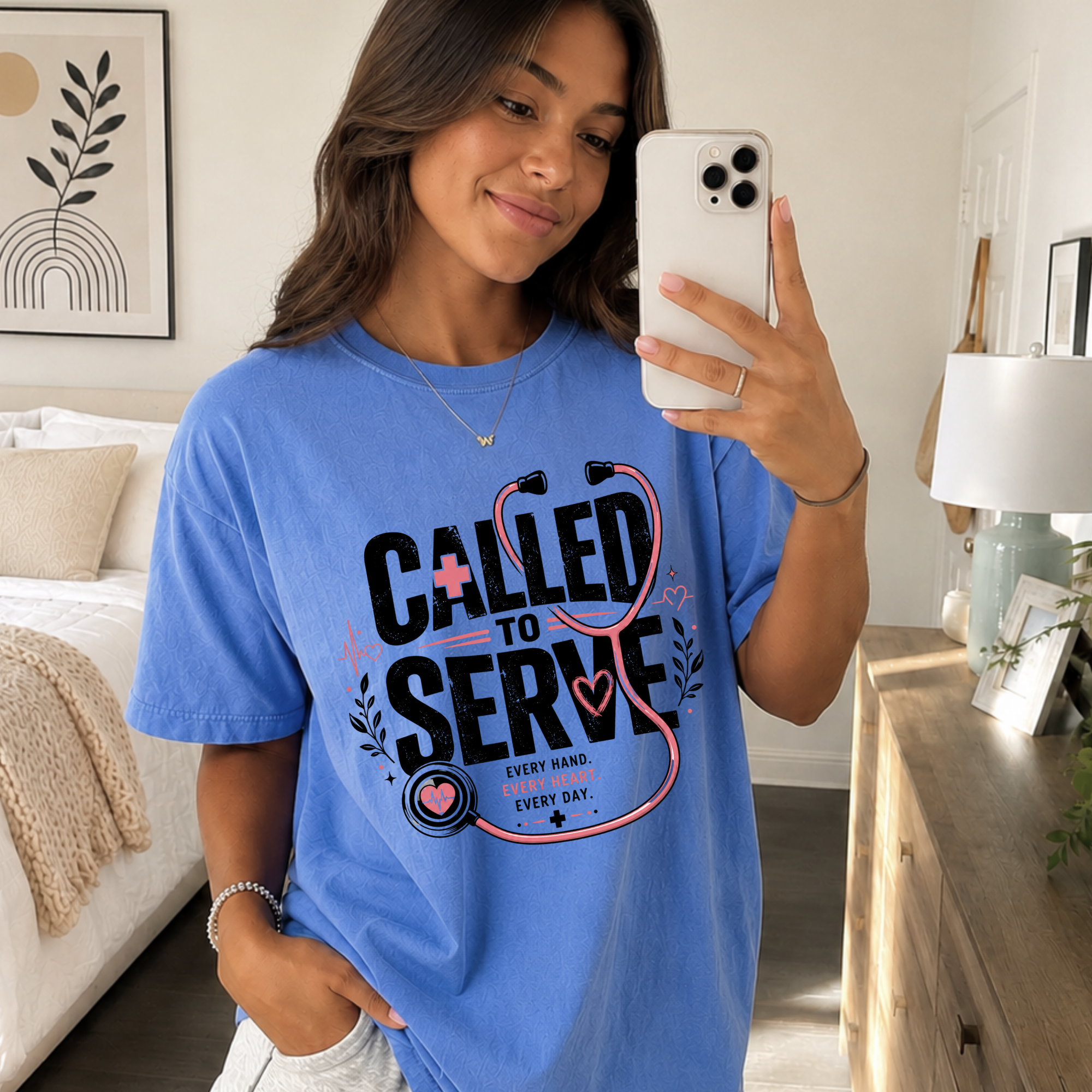 Called to Serve Nurse T-Shirt — Stethoscope Christian Medical Gift