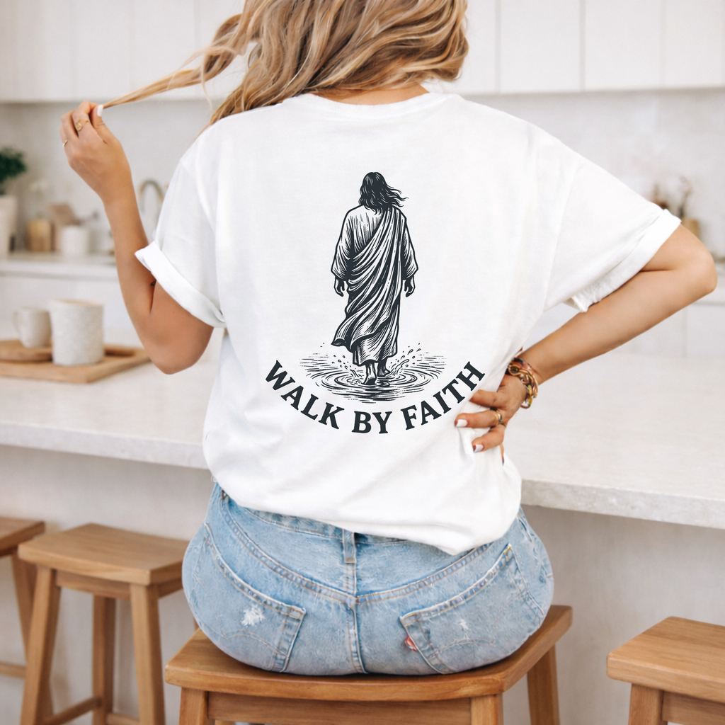 Faith Walk T-Shirt — 'Walk By Faith' Christian Graphic Tee