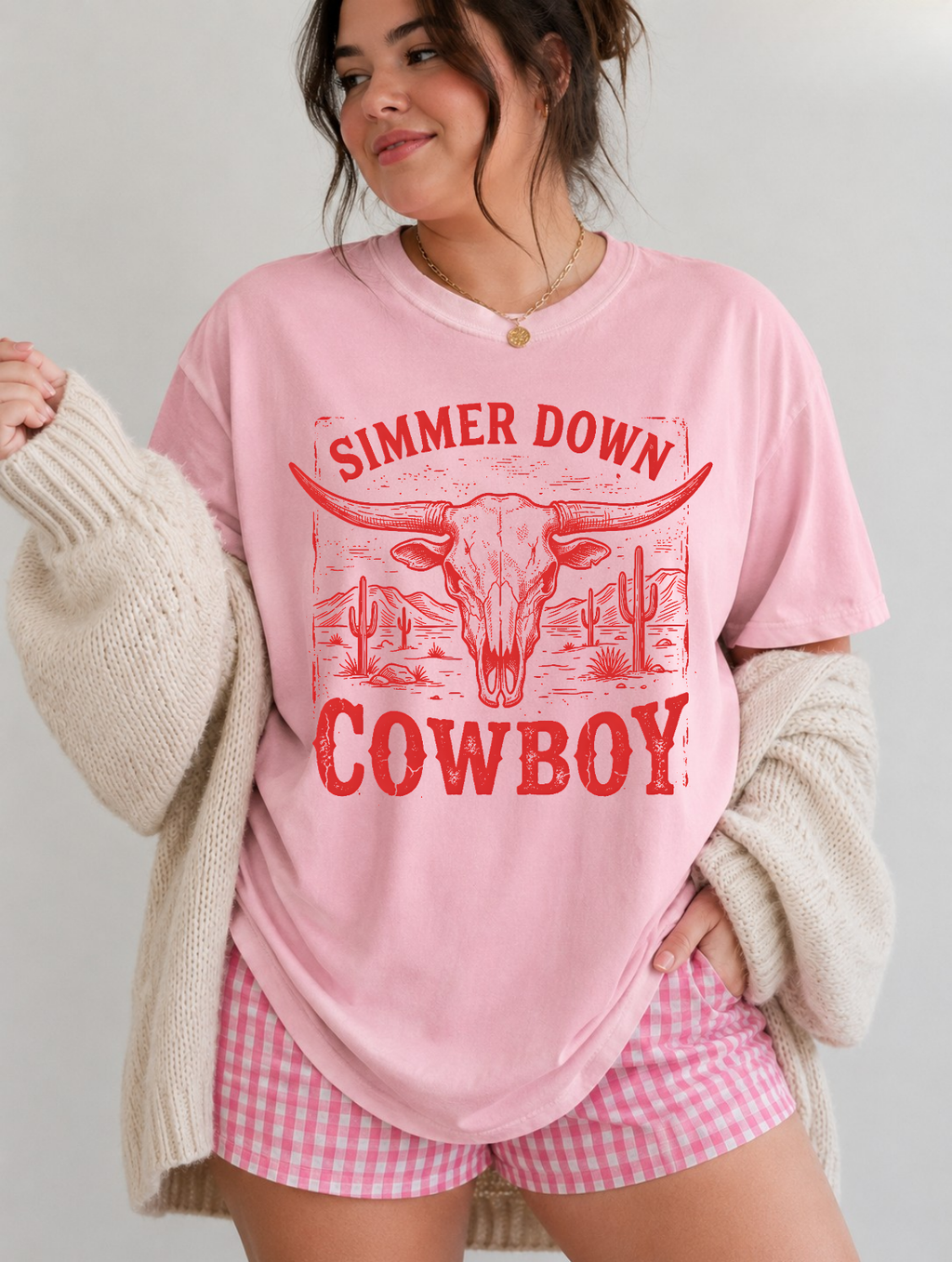 Simmer Down Cowboy Western Skull Desert T-Shirt