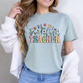 Teacher Floral Graphic T-Shirt — Colorful Garden Classroom Gift